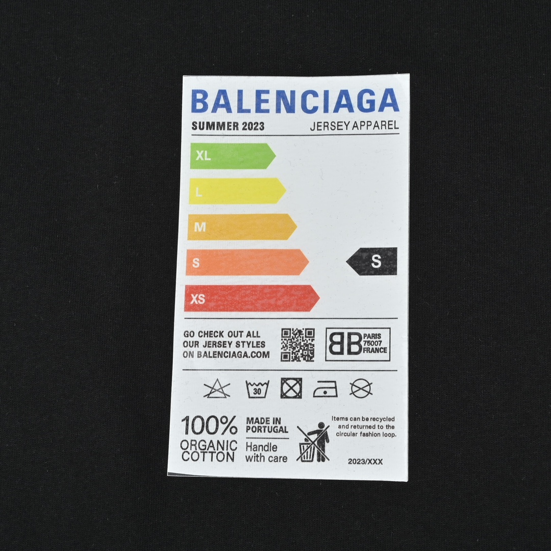 Balenciaga巴黎世家23ss新款胸前彩色冰箱贴标logo印花T恤