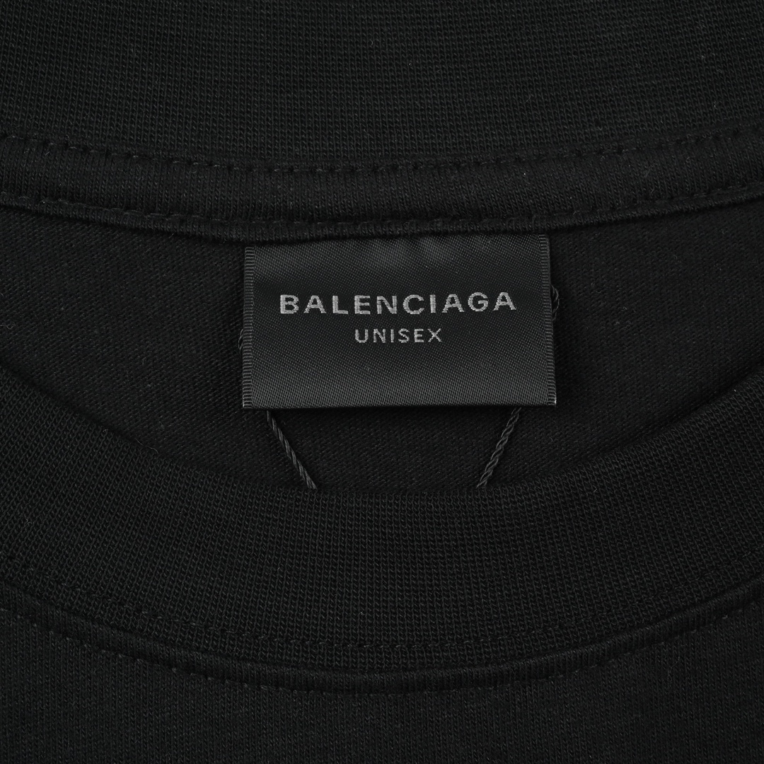 Balenciaga巴黎世家23ss新款胸前彩色冰箱贴标logo印花T恤