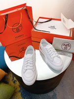 Wholesale China
 Hermes Skateboard Shoes Casual Shoes White Unisex Cowhide Sheepskin Fashion Casual