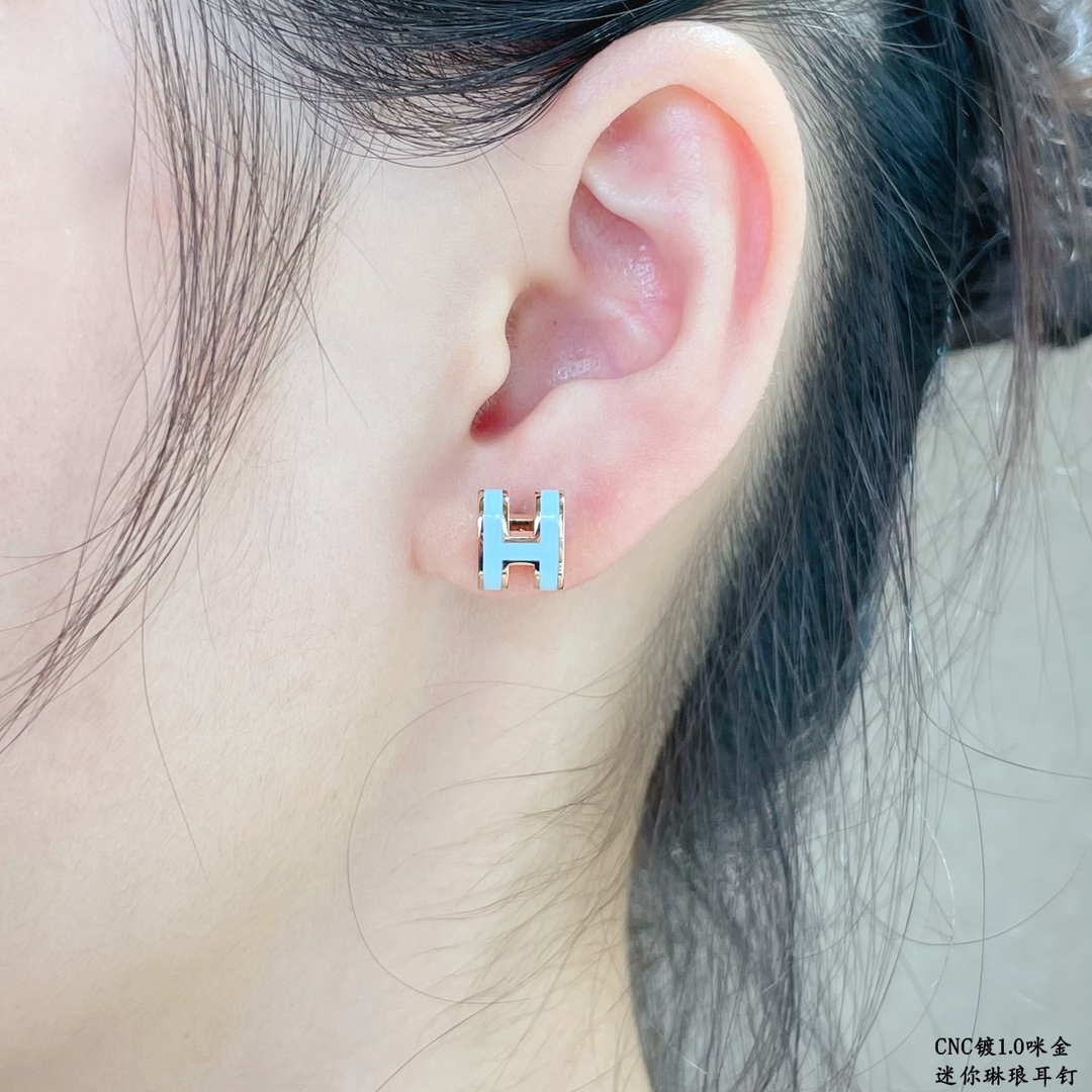 Hermes Jewelry Earring Blue Sky Mini