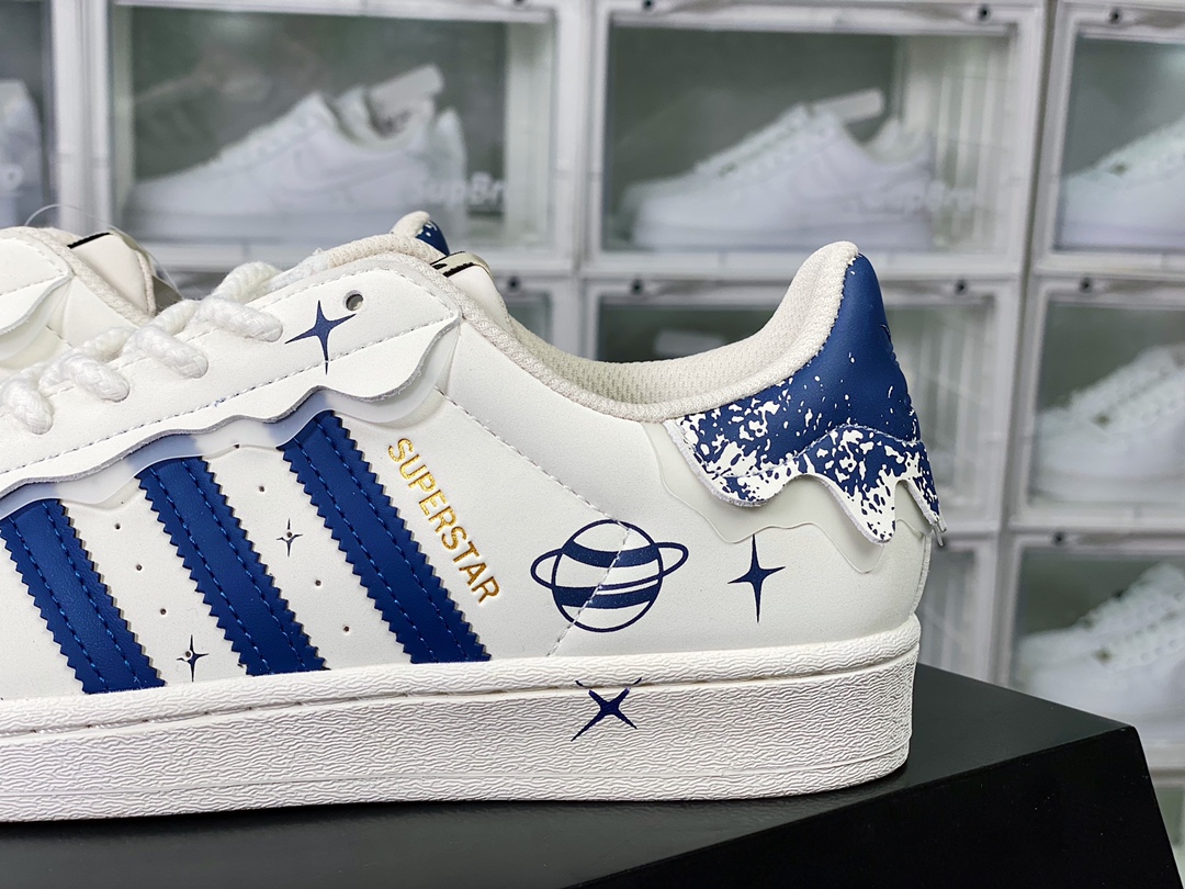 Originals Superstar ”Milk White/Blue ink” shell toe series low-top sneakers ”Milk White Lace Ink Blue Universe Graffiti” GW4441