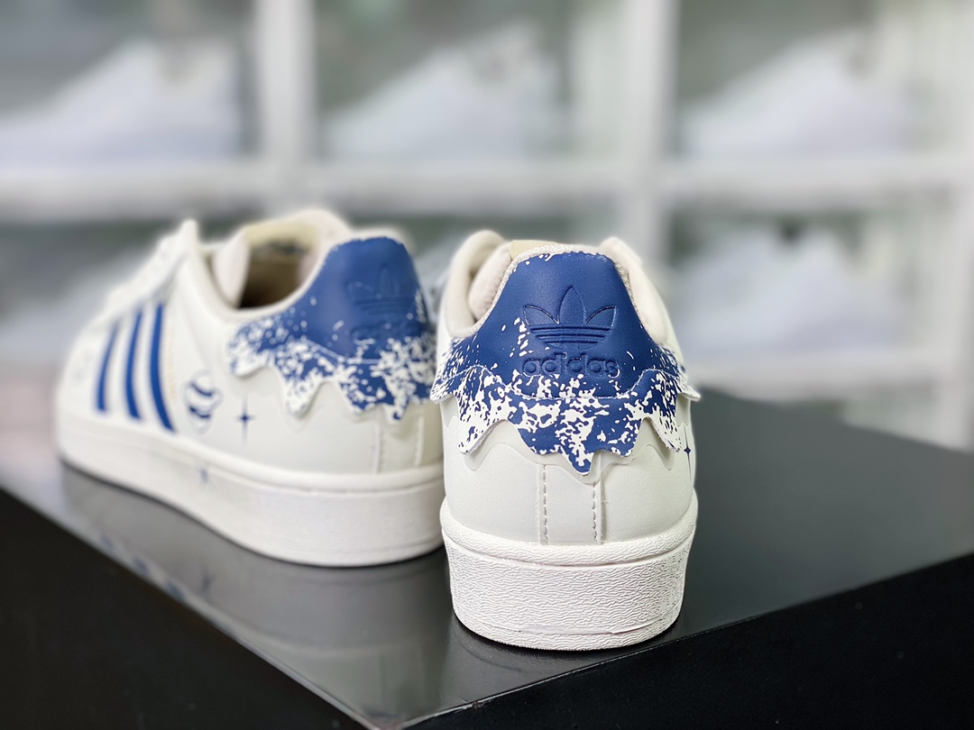 140  Originals Superstar"Milk White/Blue ink"贝壳头系列低帮板鞋“奶白花边墨蓝宇宙涂鸦”GW4441