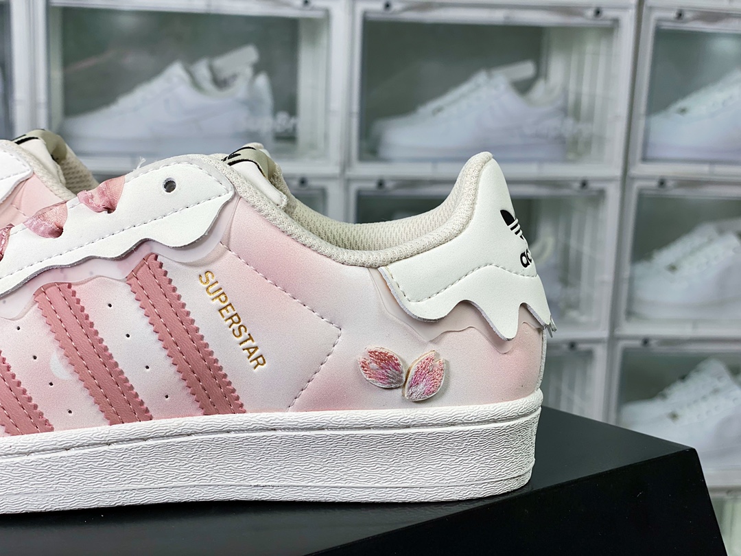 Originals Superstar ”Cherry Blossom Powder/Lace” shell toe series low-top sneakers ”off-white cherry blossom pink lace ice cream ribbon” FW4441