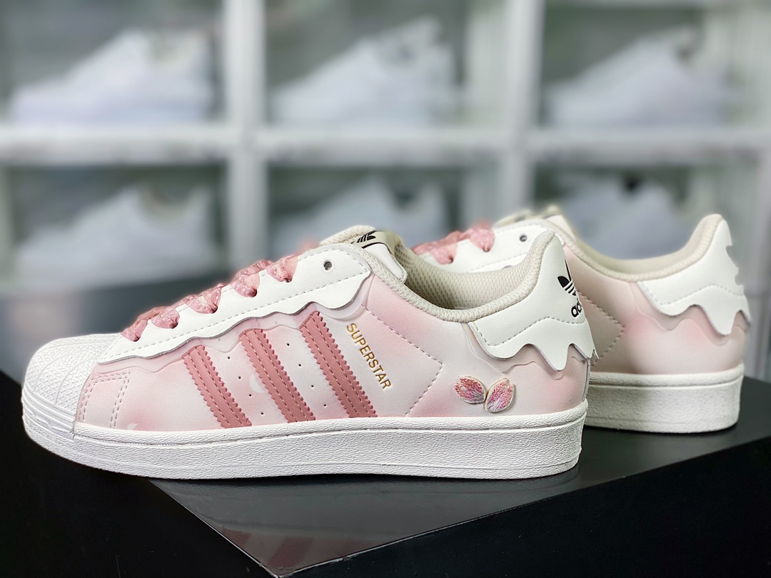 Originals Superstar ”Cherry Blossom Powder/Lace” shell toe series low-top sneakers ”off-white cherry blossom pink lace ice cream ribbon” FW4441