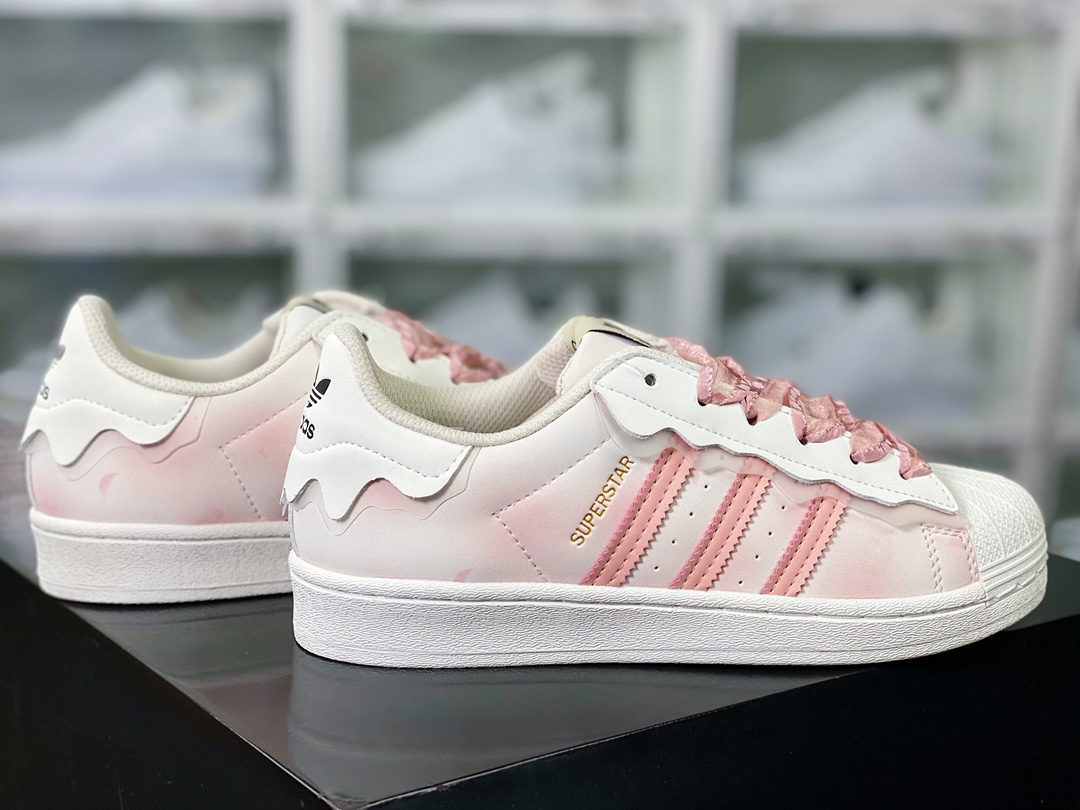 Originals Superstar ”Cherry Blossom Powder/Lace” shell toe series low-top sneakers ”off-white cherry blossom pink lace ice cream ribbon” FW4441