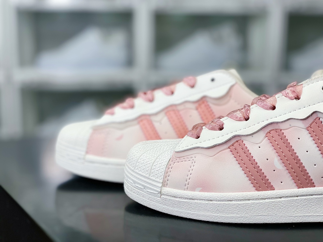 Originals Superstar ”Cherry Blossom Powder/Lace” shell toe series low-top sneakers ”off-white cherry blossom pink lace ice cream ribbon” FW4441