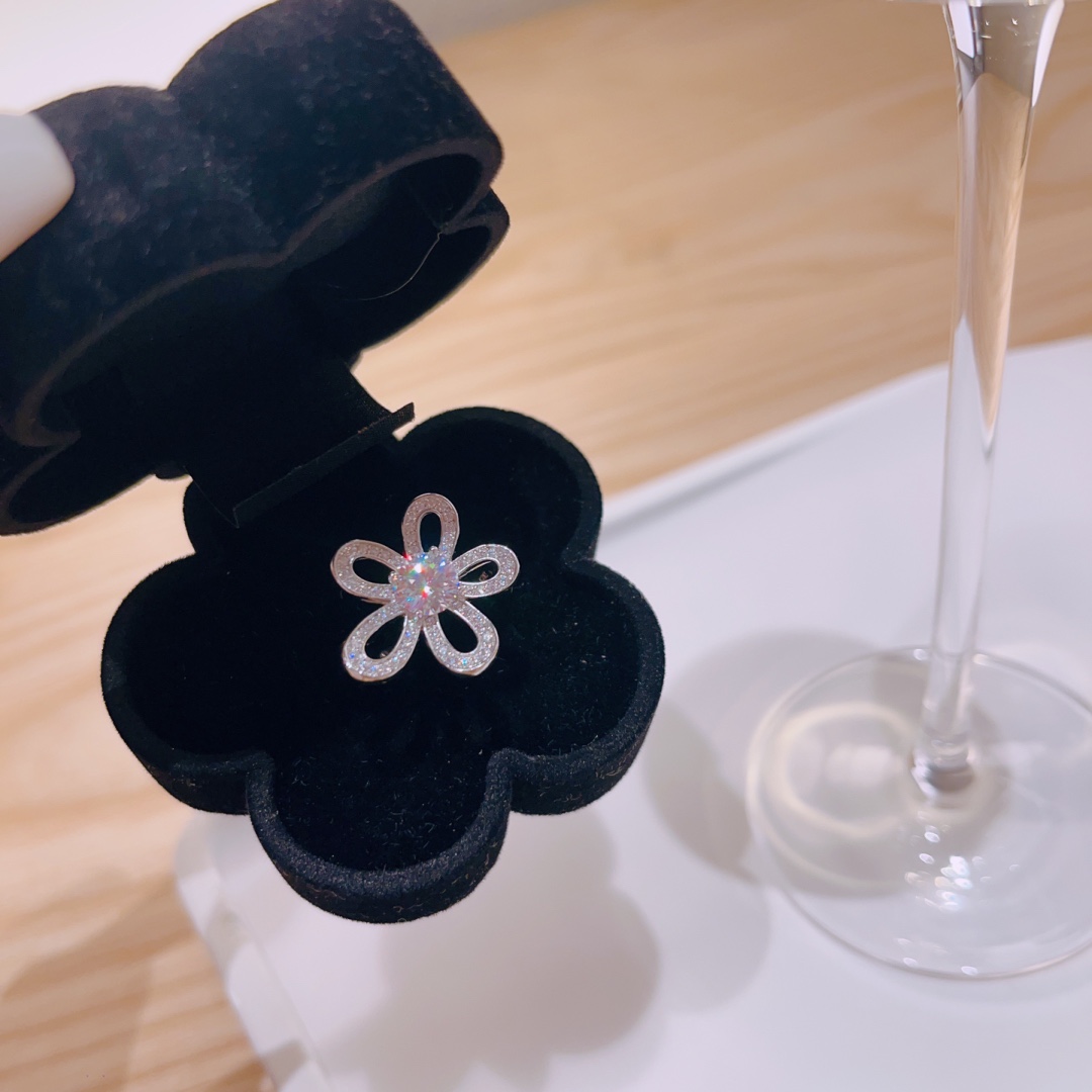 Fine Silver Moissanite Ring Korean Style Everyday Wear Silver