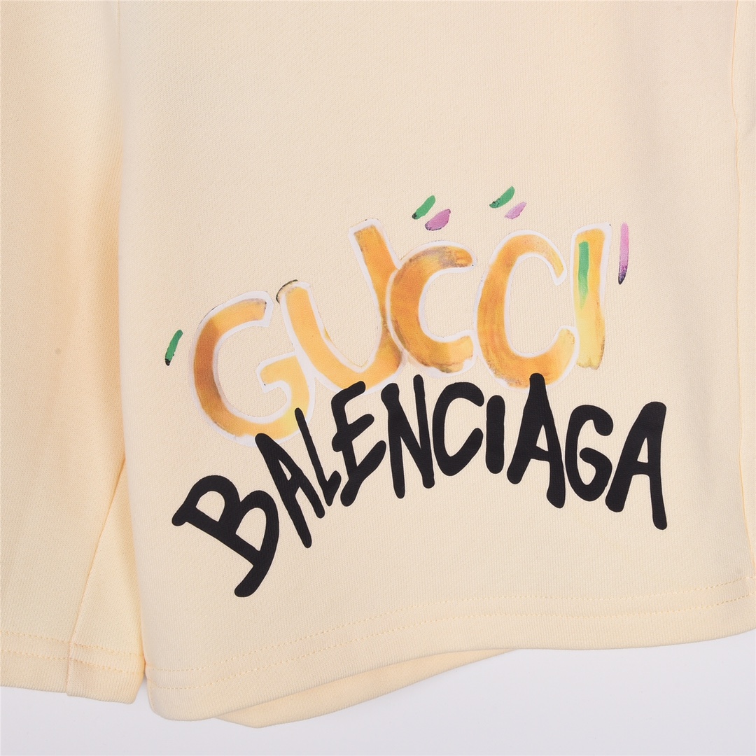 180 Gucci古驰xBalenciaga巴黎世家联名限定款炫彩字母印花短裤