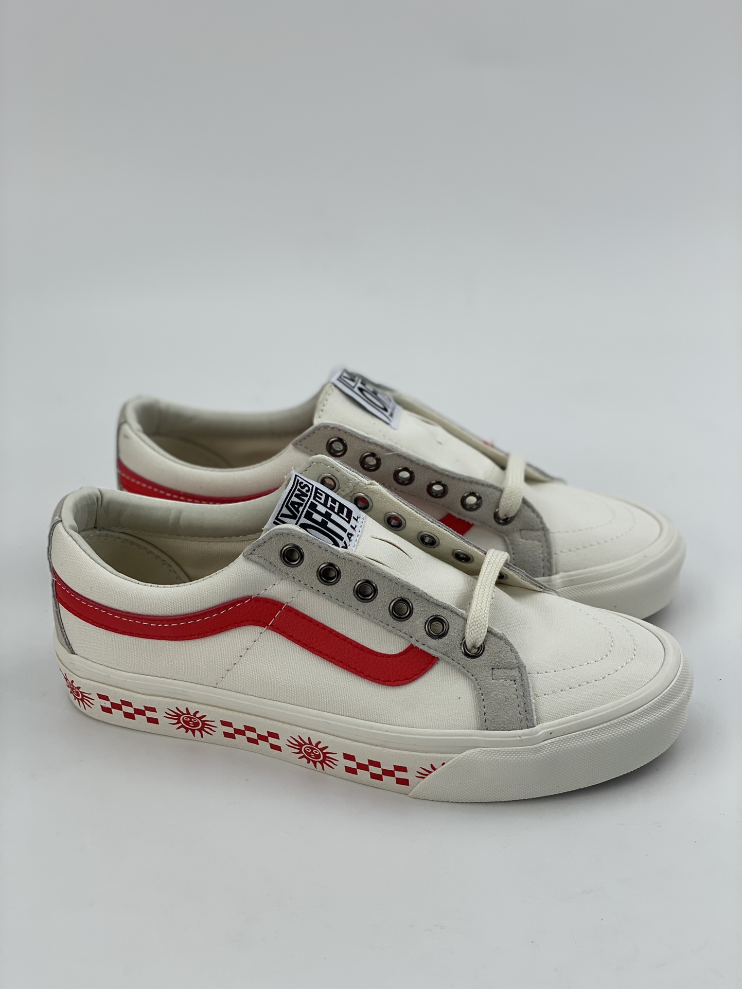 Shawn Yue's same SK8-LOW sun print VANS SK8-LOW REISSUE SF white and red