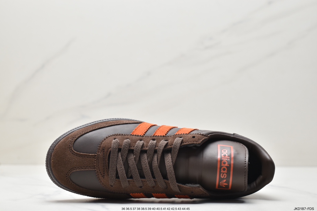 ”Special edition for German World Cup players, a three-way collaboration with Japanese football culture magazine SHUKYU x E-WAX x Adidas Handball Spezial””Brown”” sneakers ”leather chocolate brown bright orange” HP6694”