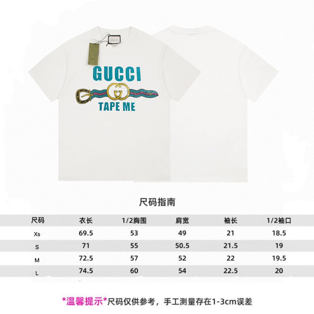 180 Gucci/古驰限定款双G珠片腰带休闲短袖Tee