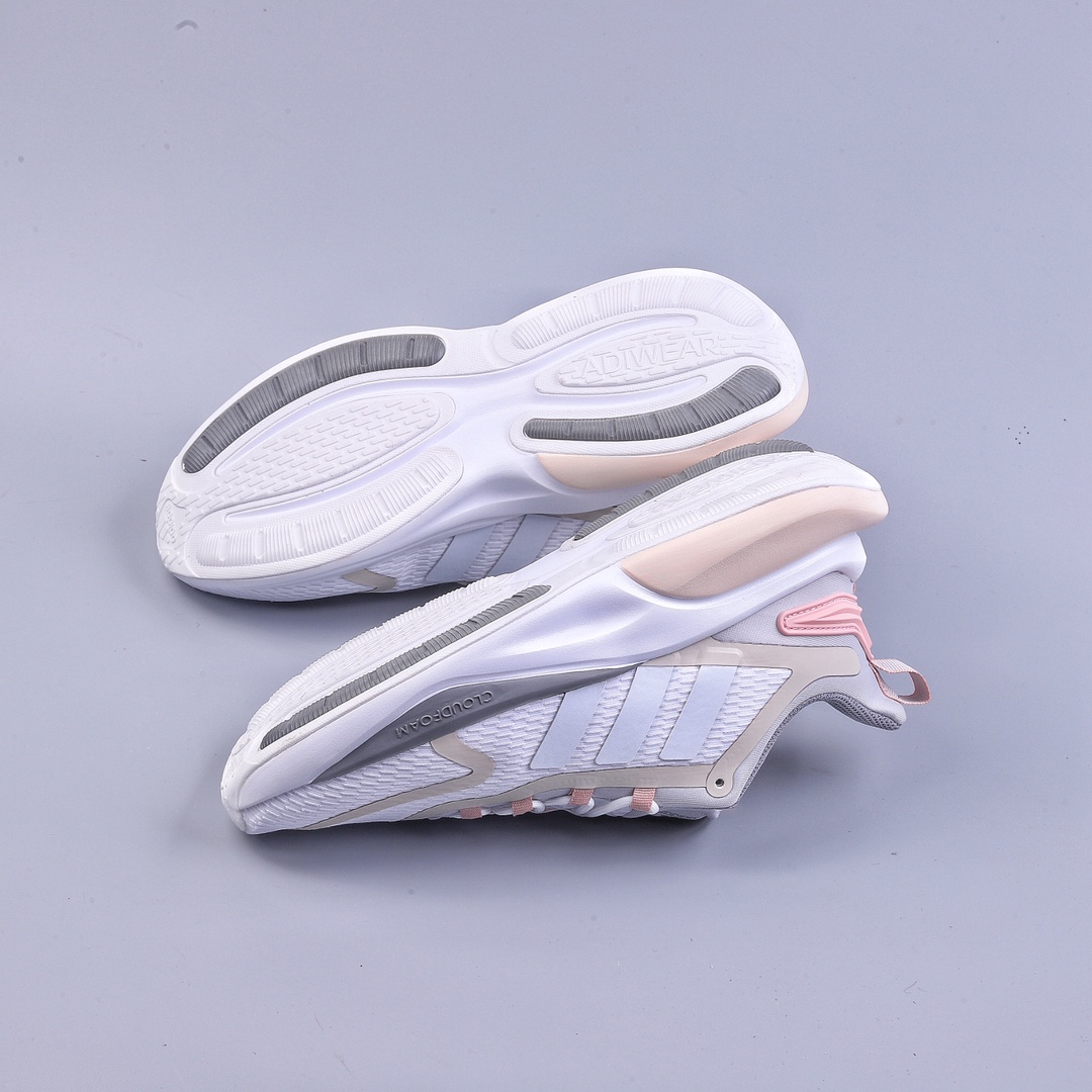 Adidas AlphaBounce + White Gray Pink Alpha Mesh Casual Running Shoes HP6147