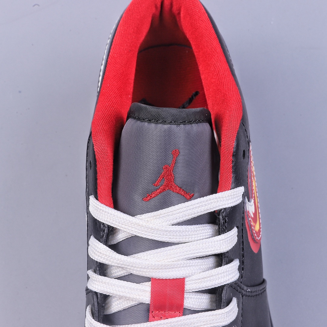 200 Air Jordan 1 Low 黑红色 黄红火焰勾 篮球鞋 FJ7073-010
