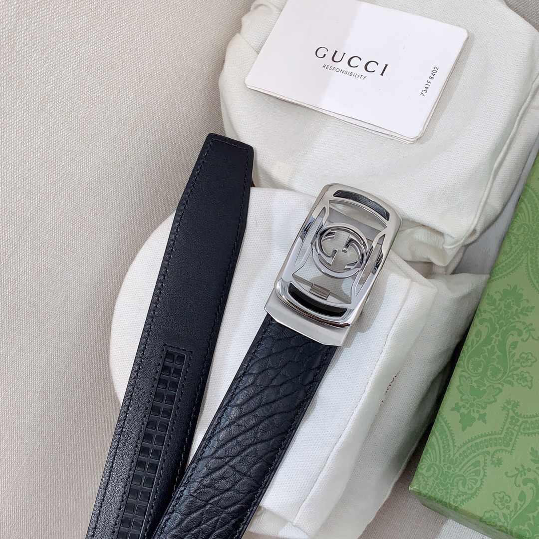 Gucci男士自动皮带经典的G字金属