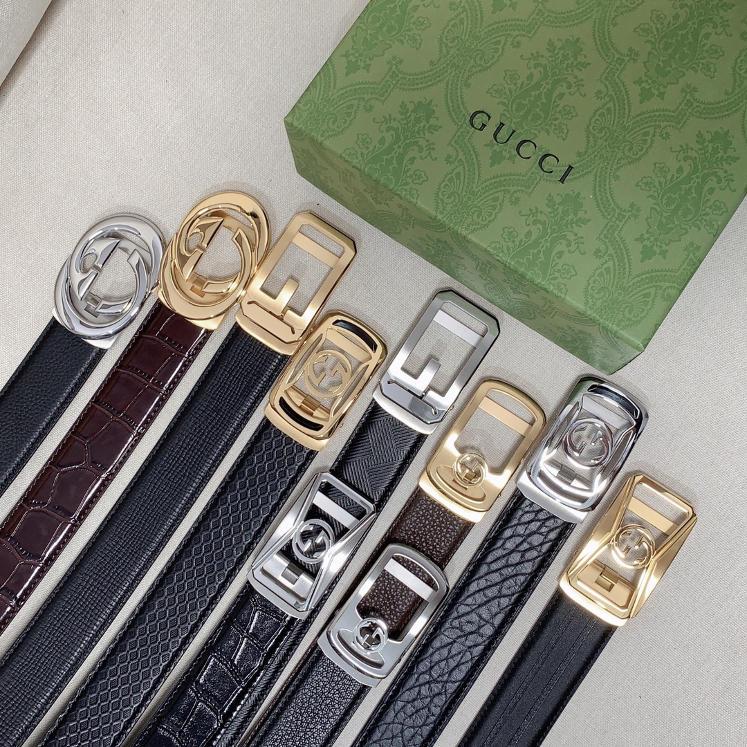 Gucci男士自动皮带经典的G字金属