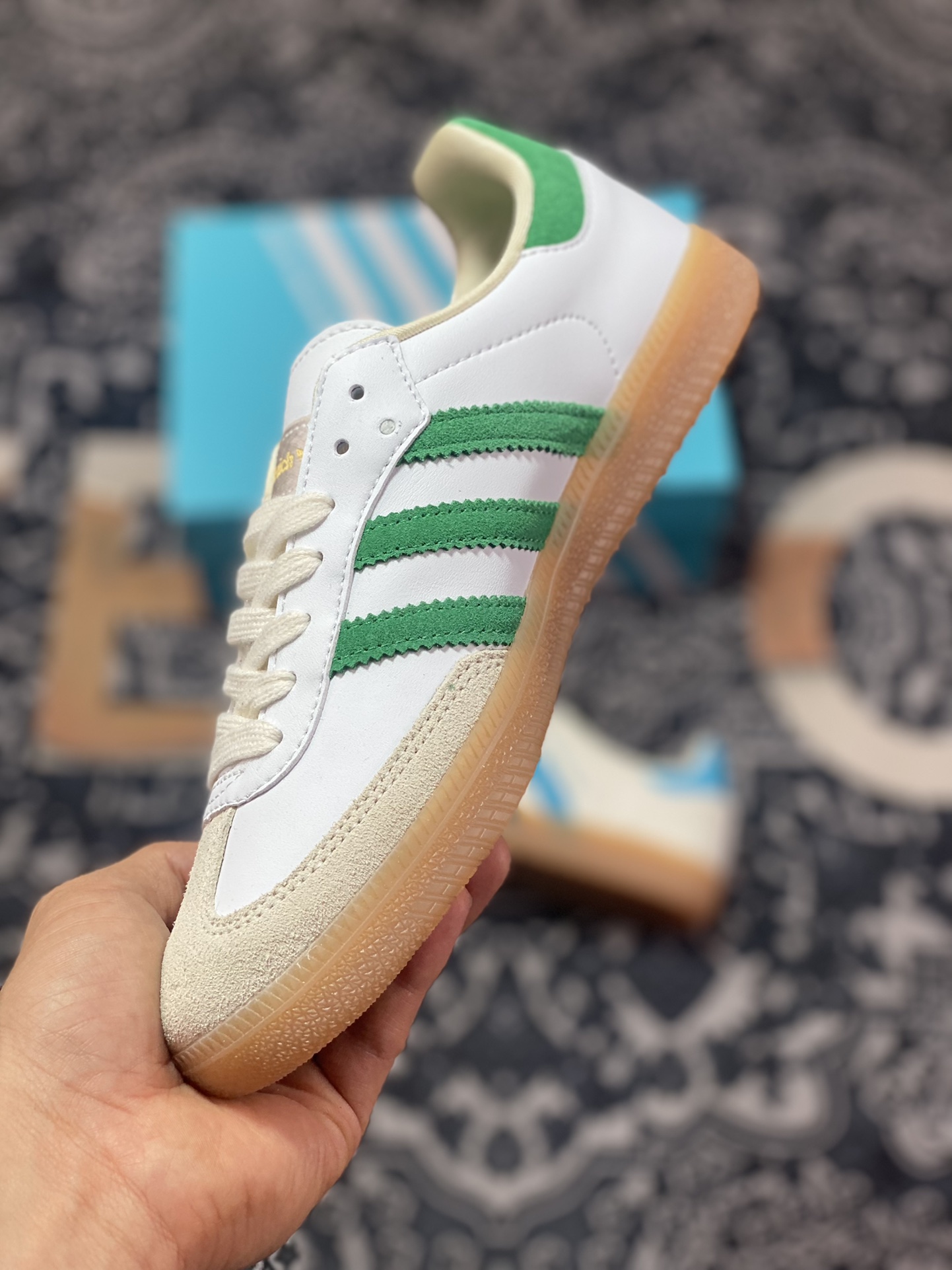 Adidas Originals Samba OG Samba series sneakers ”white, green and light gray rubber sole” HQ6075