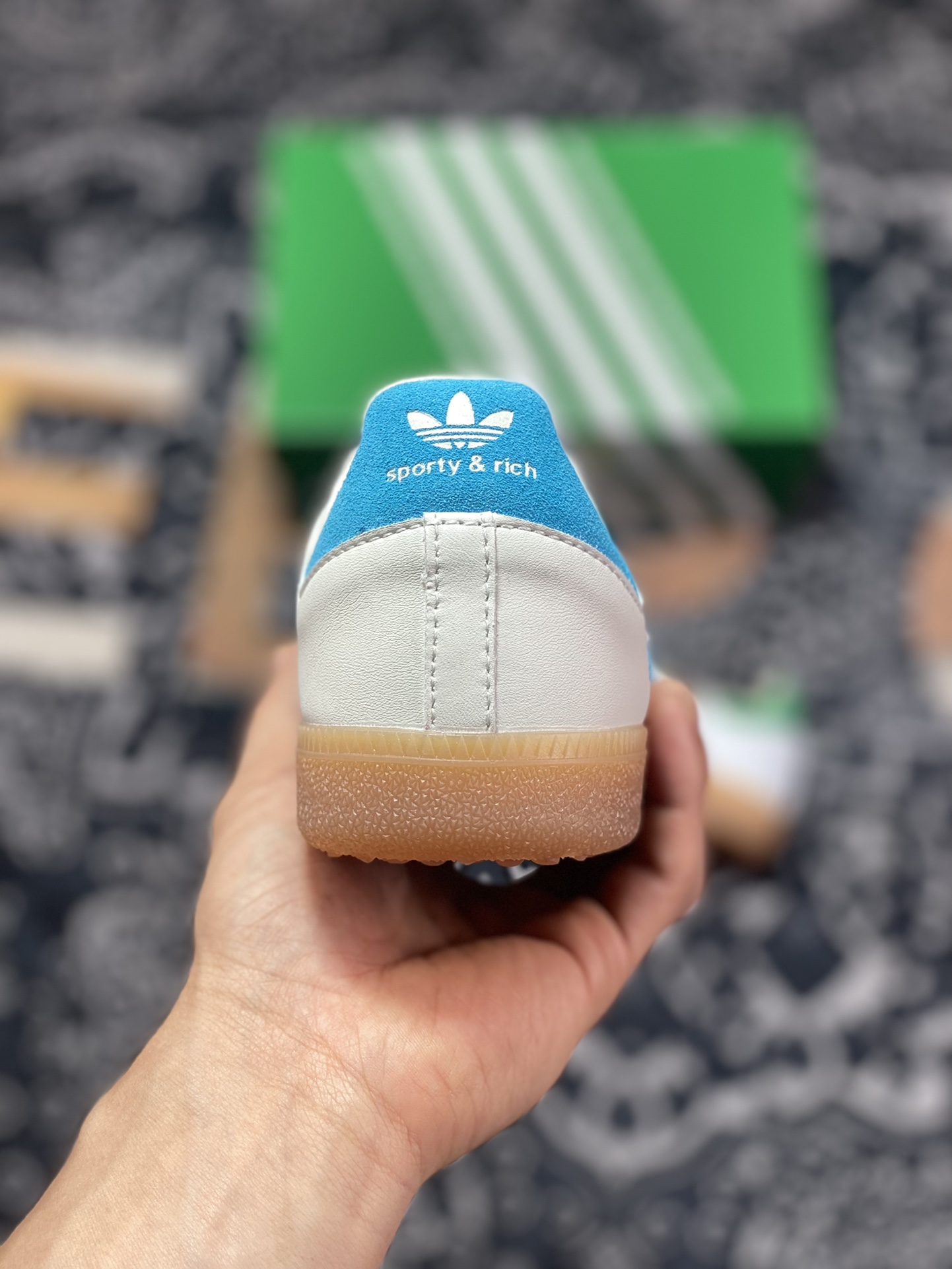 Sporty & Rich x Adidas Originals Samba OG Samba Sneakers ”White, Light Blue, Light Gray Rubber Sole” IE7096