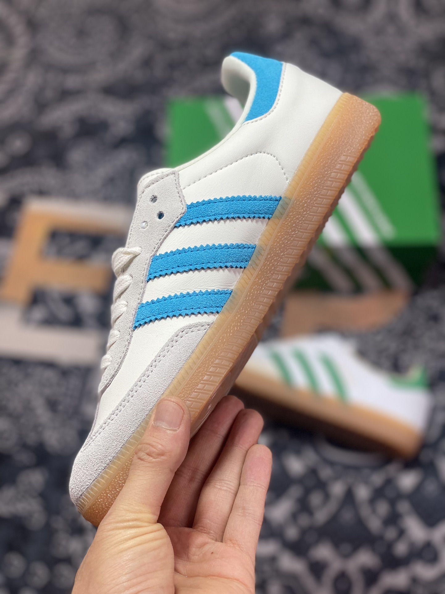 Sporty & Rich x Adidas Originals Samba OG Samba Sneakers ”White, Light Blue, Light Gray Rubber Sole” IE7096