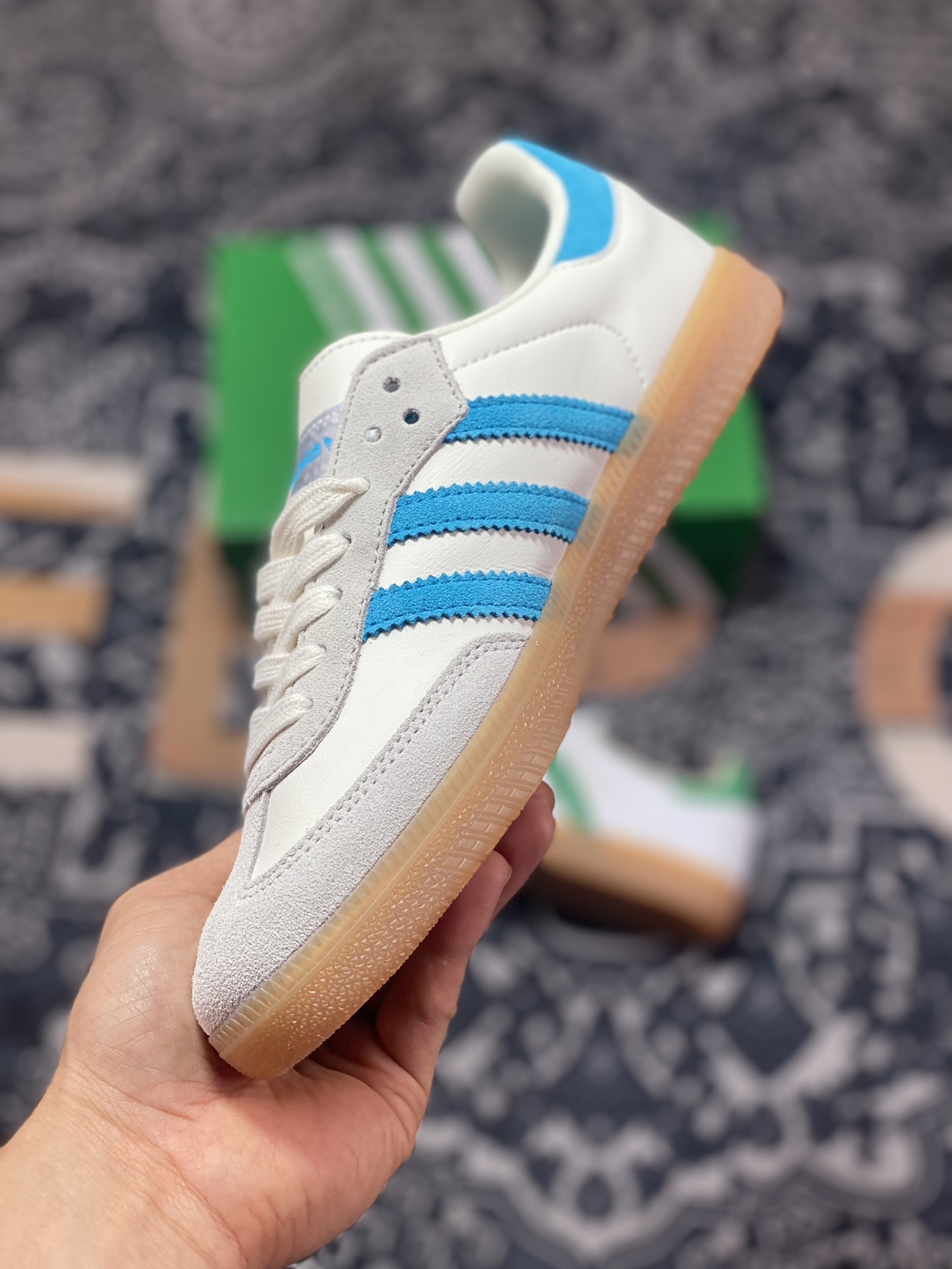 Sporty & Rich x Adidas Originals Samba OG Samba Sneakers ”White, Light Blue, Light Gray Rubber Sole” IE7096