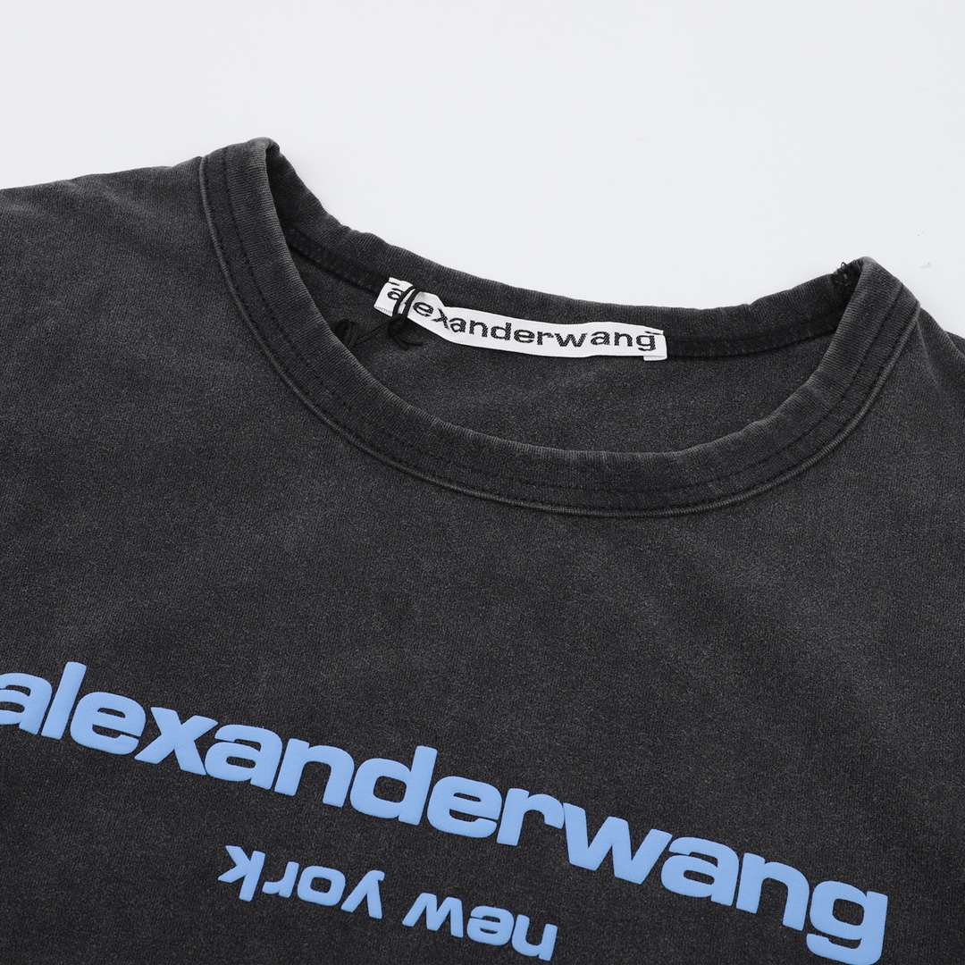 160 Alexander Wang亚历山大王 水洗发泡彩色LOGO短袖T恤