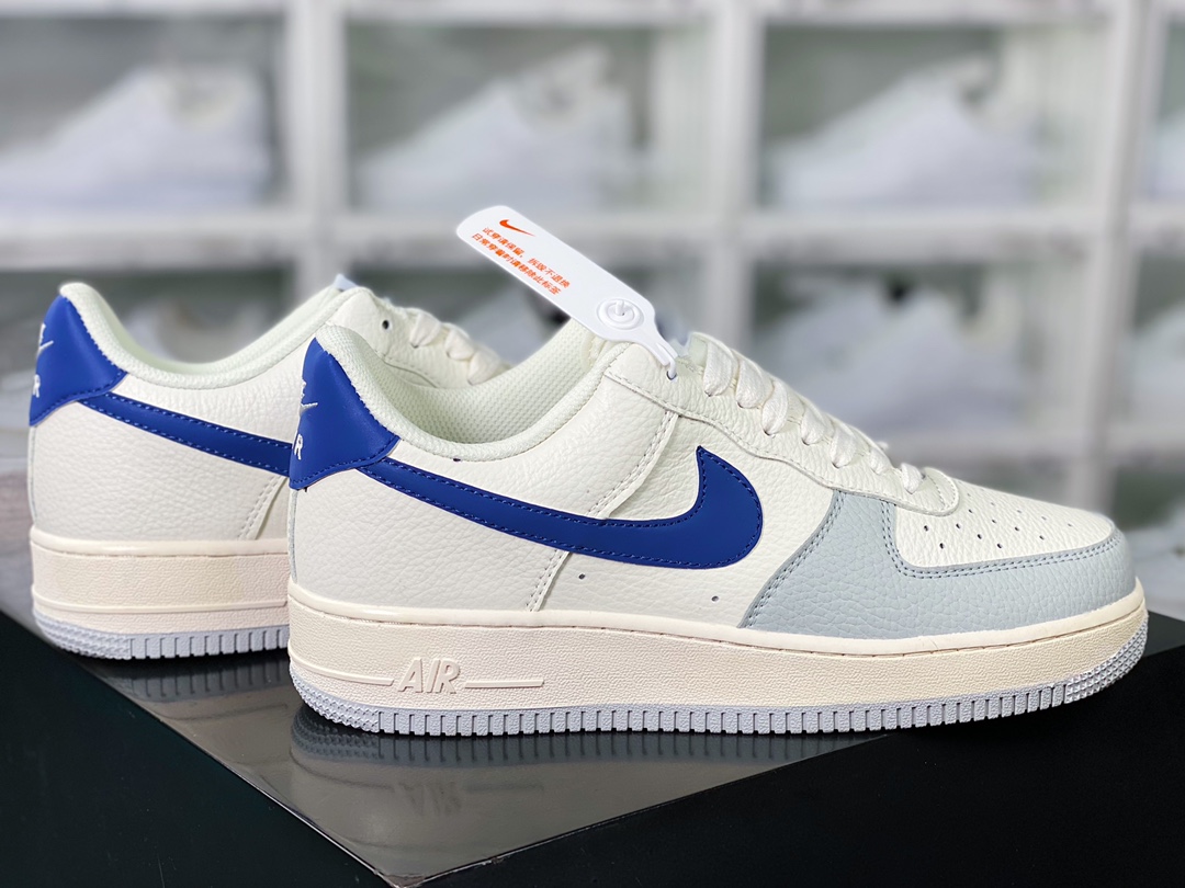 200  Air Force 1’07 LV8” Beige/Grey/Navy”空军一号经典低帮板鞋“皮革米白浅灰深蓝”CT5566-033