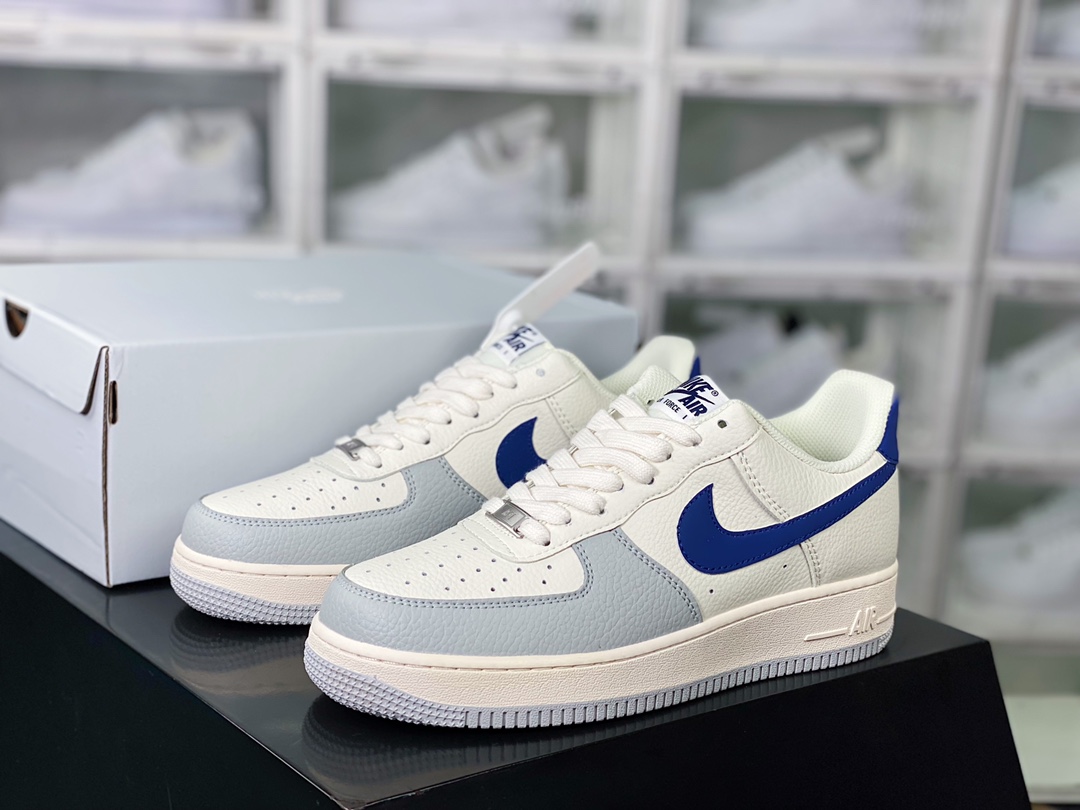 200  Air Force 1’07 LV8” Beige/Grey/Navy”空军一号经典低帮板鞋“皮革米白浅灰深蓝”CT5566-033