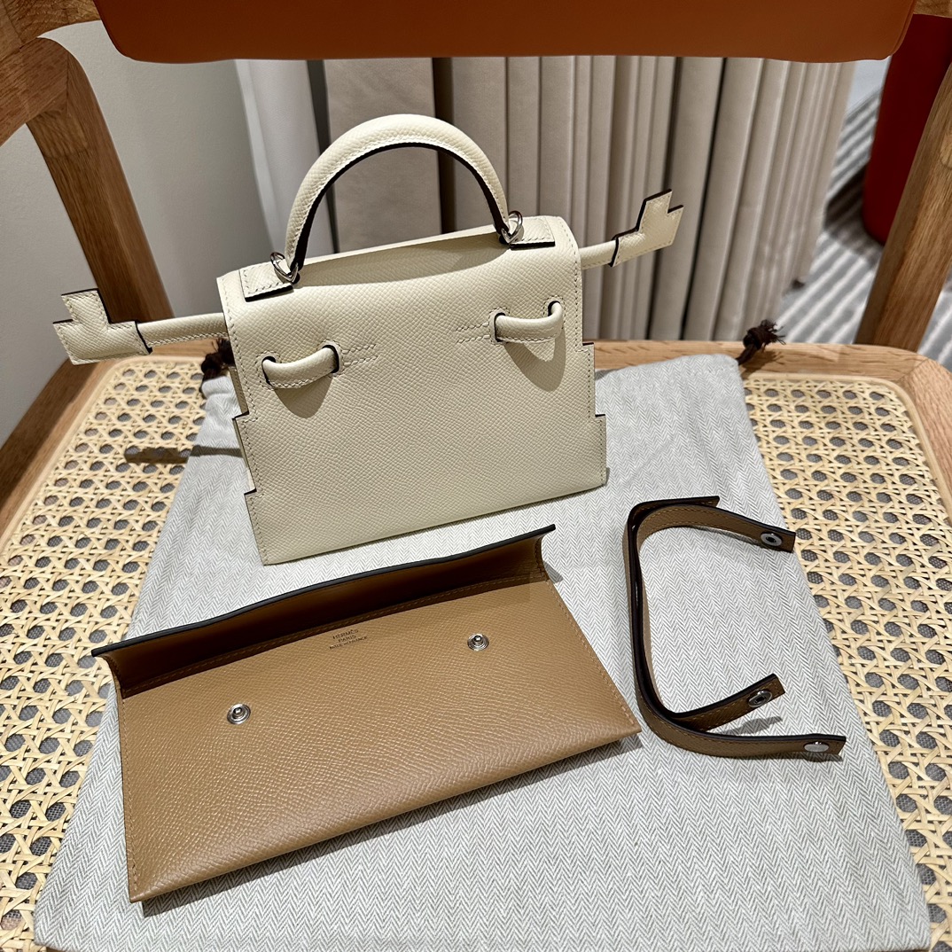Kellydoll Picto 19cm Craie Epsom Leather Handbag,Sliver Hardware,All Handmade 9 i1683555793 5096 7