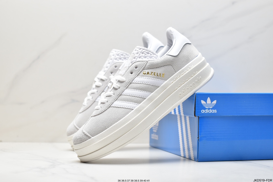 Adidas Originals Gazelle Bold clover thick sole casual non-slip wear-resistant low-top sneakers HG6893