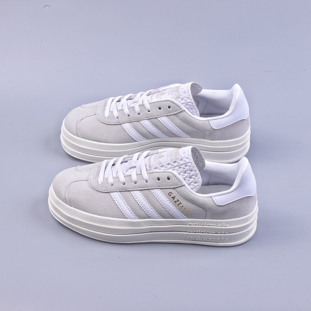 Adidas Originals Gazelle Bold gray and white thick-soled non-slip casual sneakers HQ6893