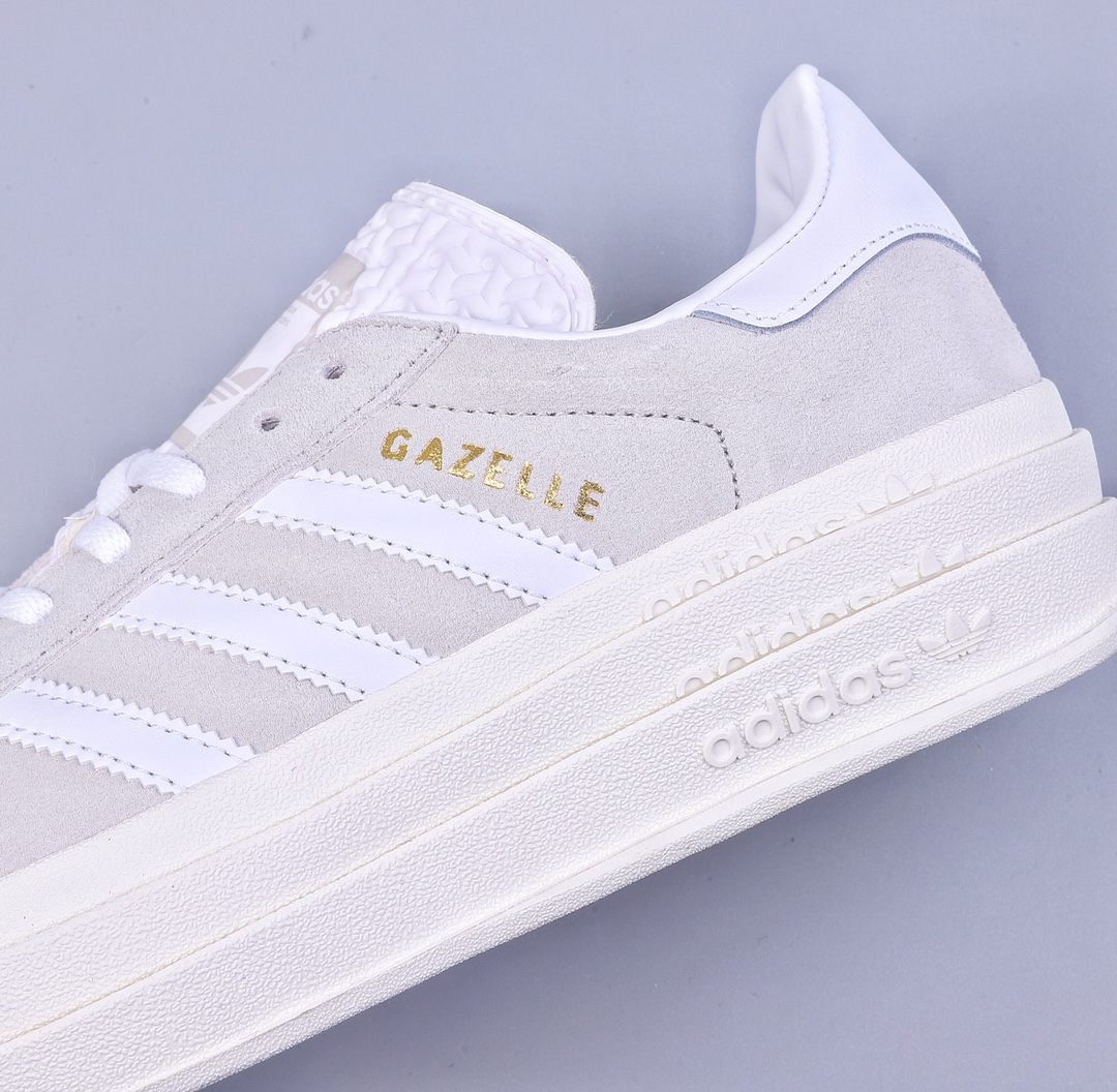 Adidas Originals Gazelle Bold gray and white thick-soled non-slip casual sneakers HQ6893