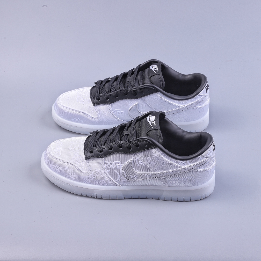 360 YH Fragment Design x CLOT x Nike Dunk Low 三方联名闪电白丝绸 FN0315-110