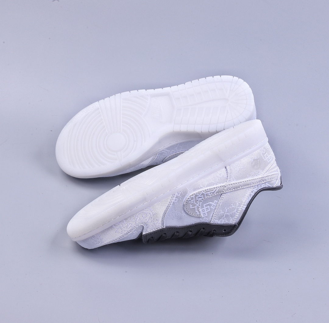 360 YH Fragment Design x CLOT x Nike Dunk Low 三方联名闪电白丝绸 FN0315-110