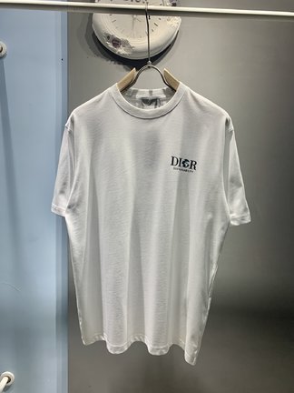 Dior Clothing T-Shirt Black White Printing Unisex