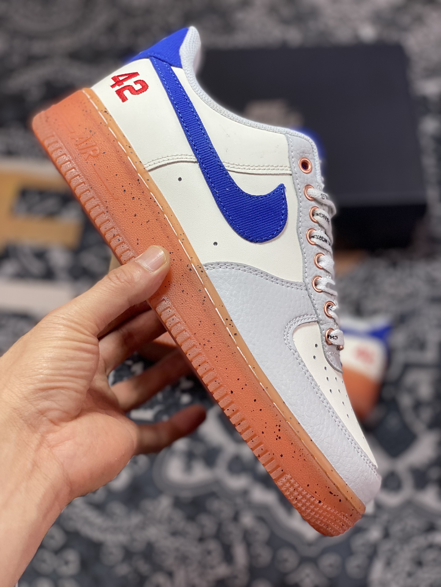 200 Nike Air Force 1’07 Low"SJackie Robinson"空军一号板鞋“皮革米白灰宝蓝红42球衣”FN1868-100