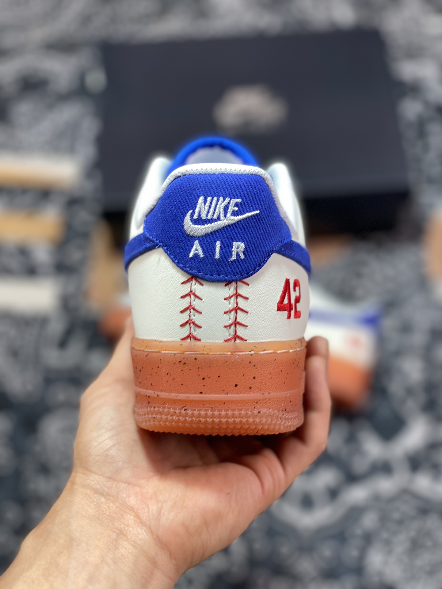 200 Nike Air Force 1’07 Low"SJackie Robinson"空军一号板鞋“皮革米白灰宝蓝红42球衣”FN1868-100