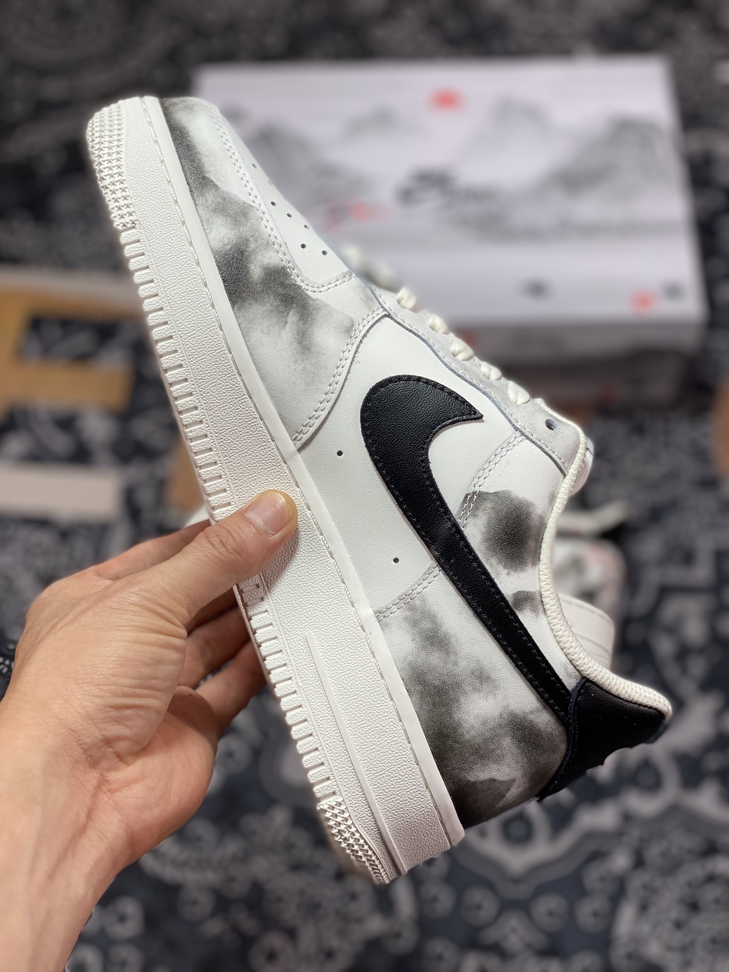 Nike Air Force 1'07 Low ”Landscape painting” Air Force One sneakers ”Leather white gray black landscape painting” BL1522-088