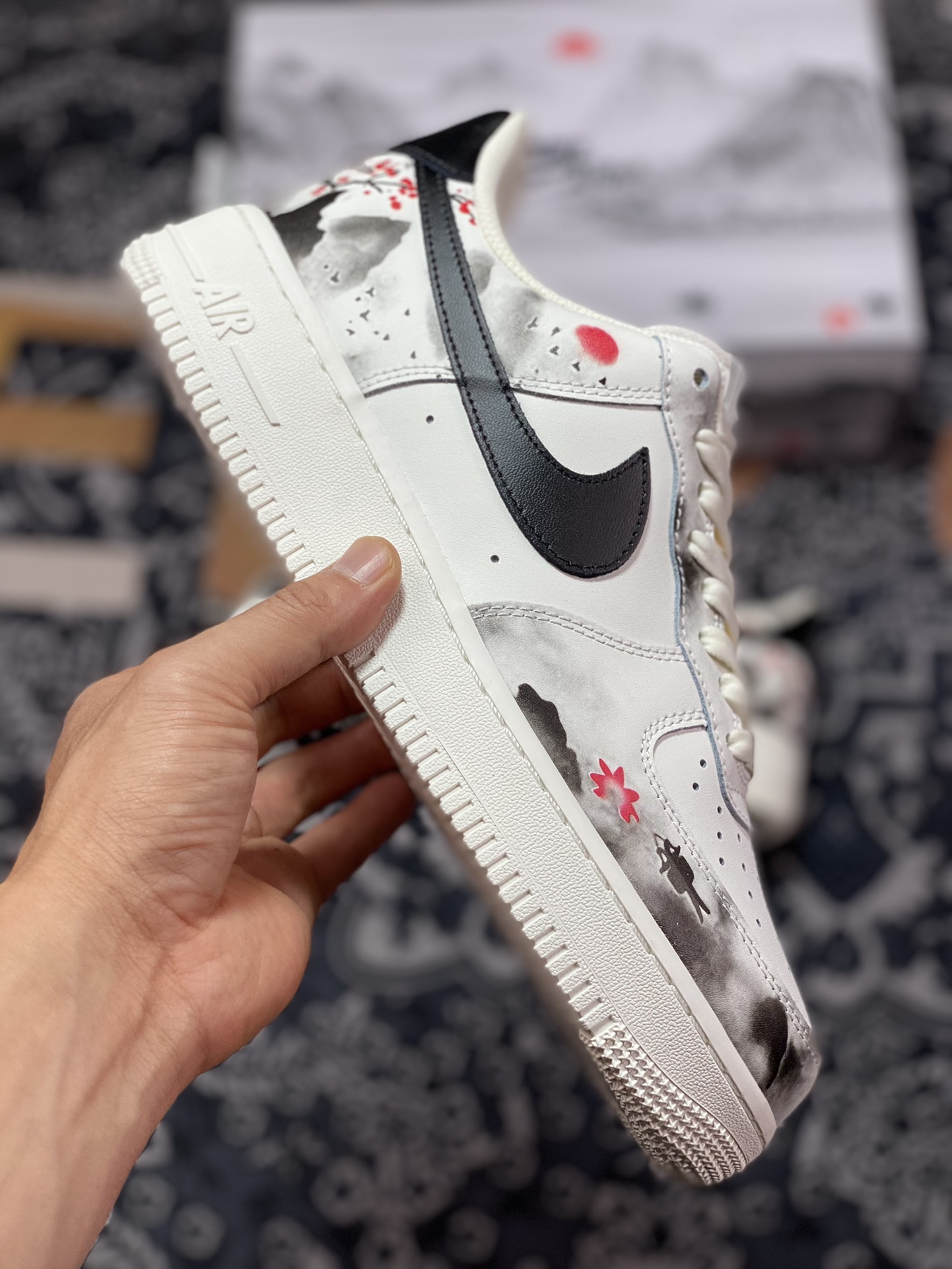 Nike Air Force 1'07 Low ”Landscape painting” Air Force One sneakers ”Leather white gray black landscape painting” BL1522-088