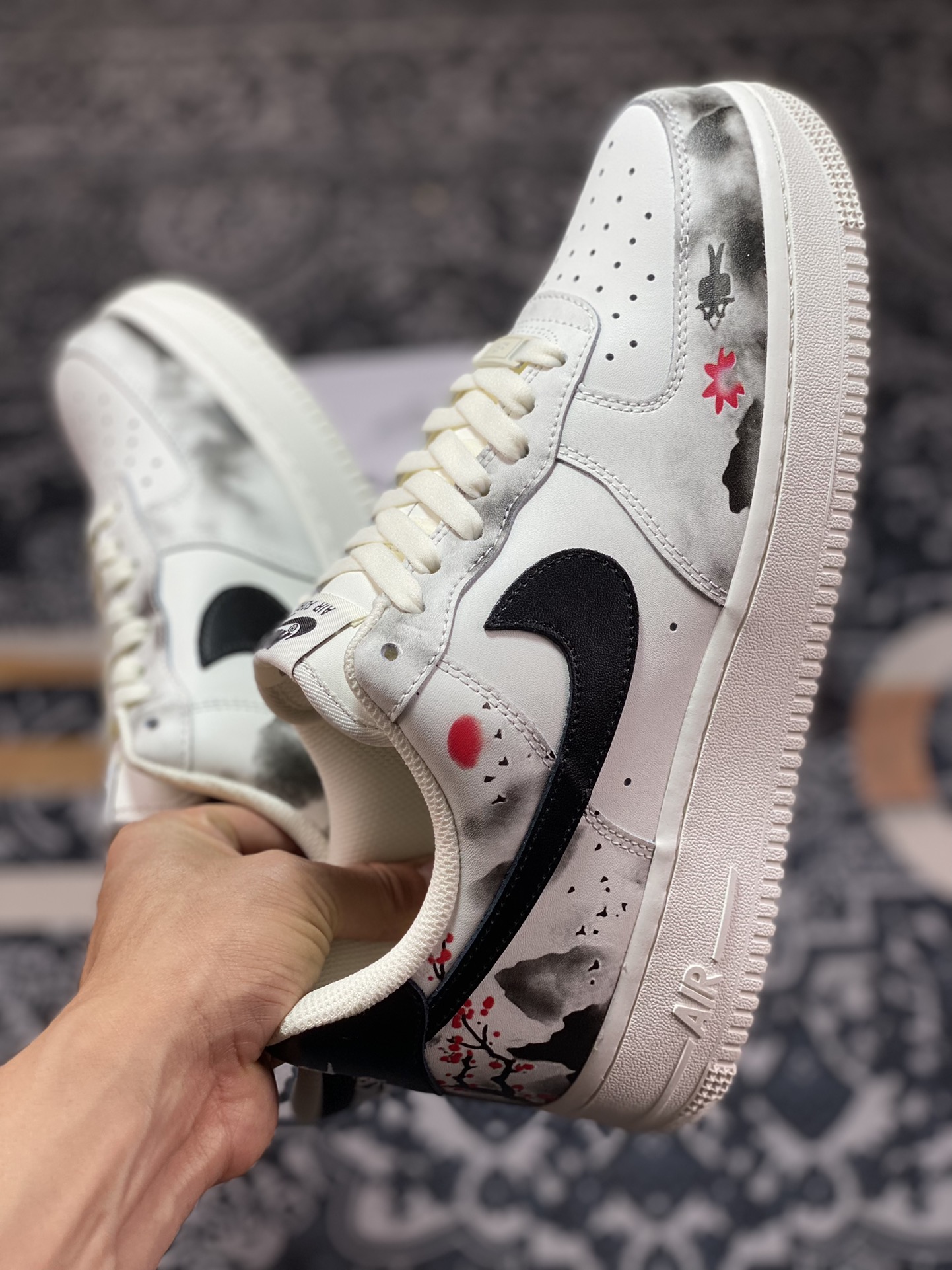 Nike Air Force 1'07 Low ”Landscape painting” Air Force One sneakers ”Leather white gray black landscape painting” BL1522-088