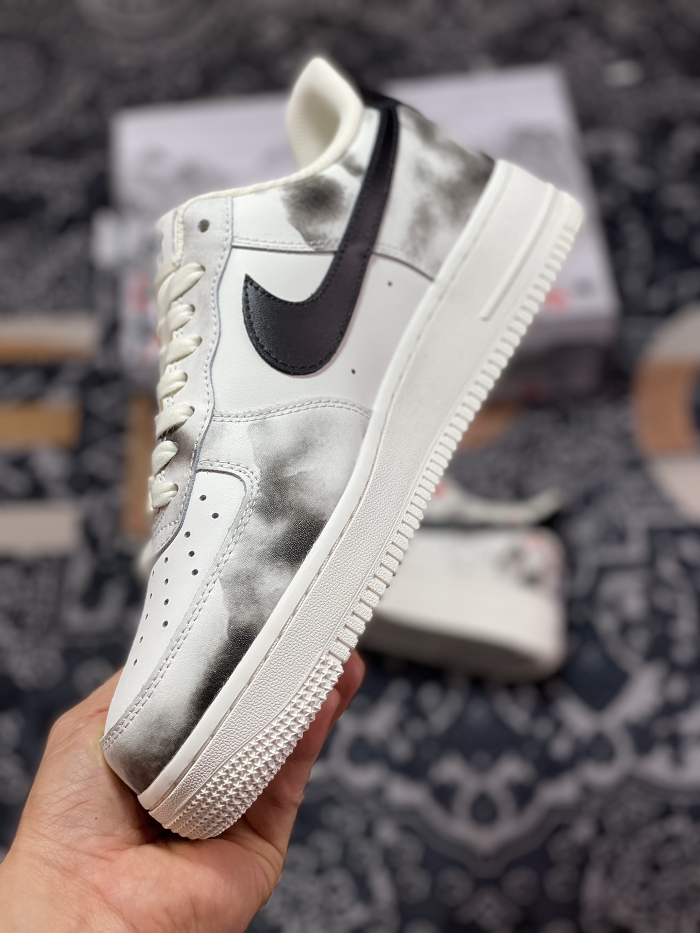 Nike Air Force 1'07 Low ”Landscape painting” Air Force One sneakers ”Leather white gray black landscape painting” BL1522-088