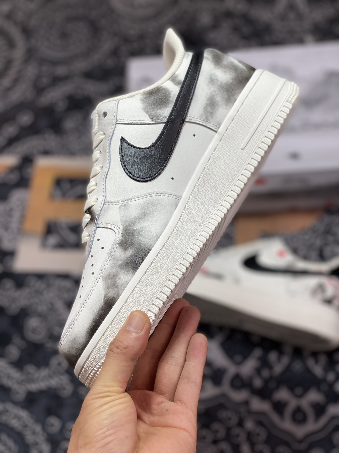 Nike Air Force 1'07 Low ”Landscape painting” Air Force One sneakers ”Leather white gray black landscape painting” BL1522-088