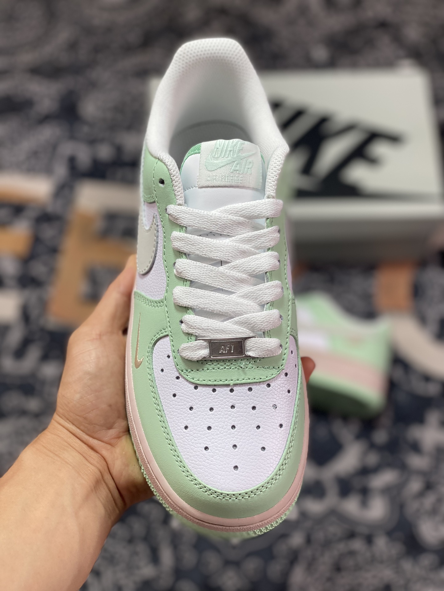 240 Nike Air Force 1 '07 Low QS"Matcha Green/White/Mini Swoosh"空军一号板鞋“拼接抹茶绿白小钩”DB3301-099