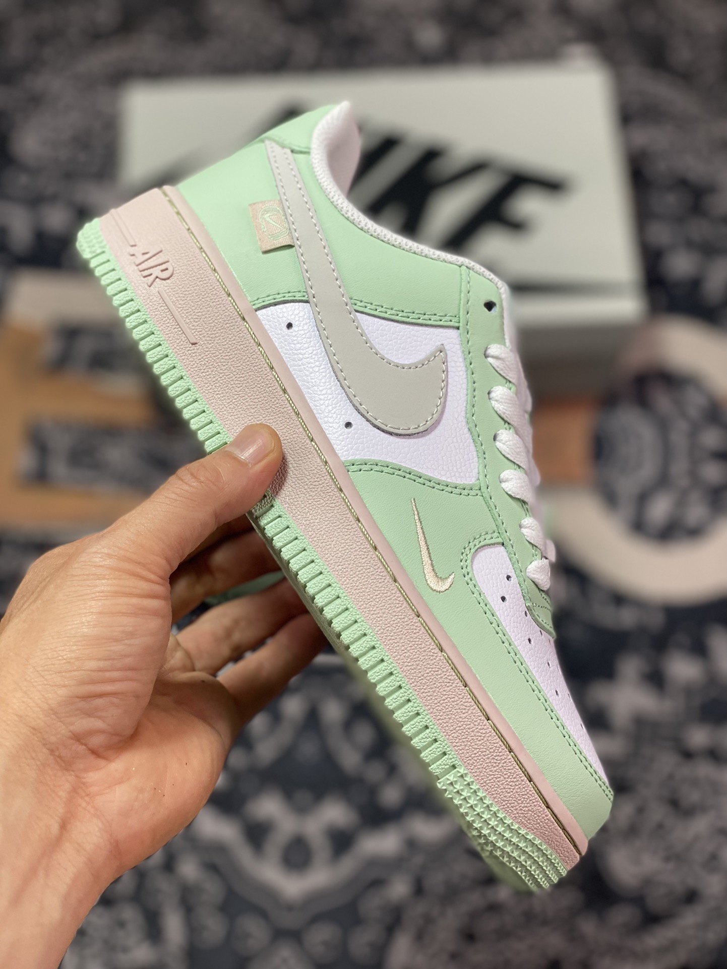 240 Nike Air Force 1 '07 Low QS"Matcha Green/White/Mini Swoosh"空军一号板鞋“拼接抹茶绿白小钩”DB3301-099