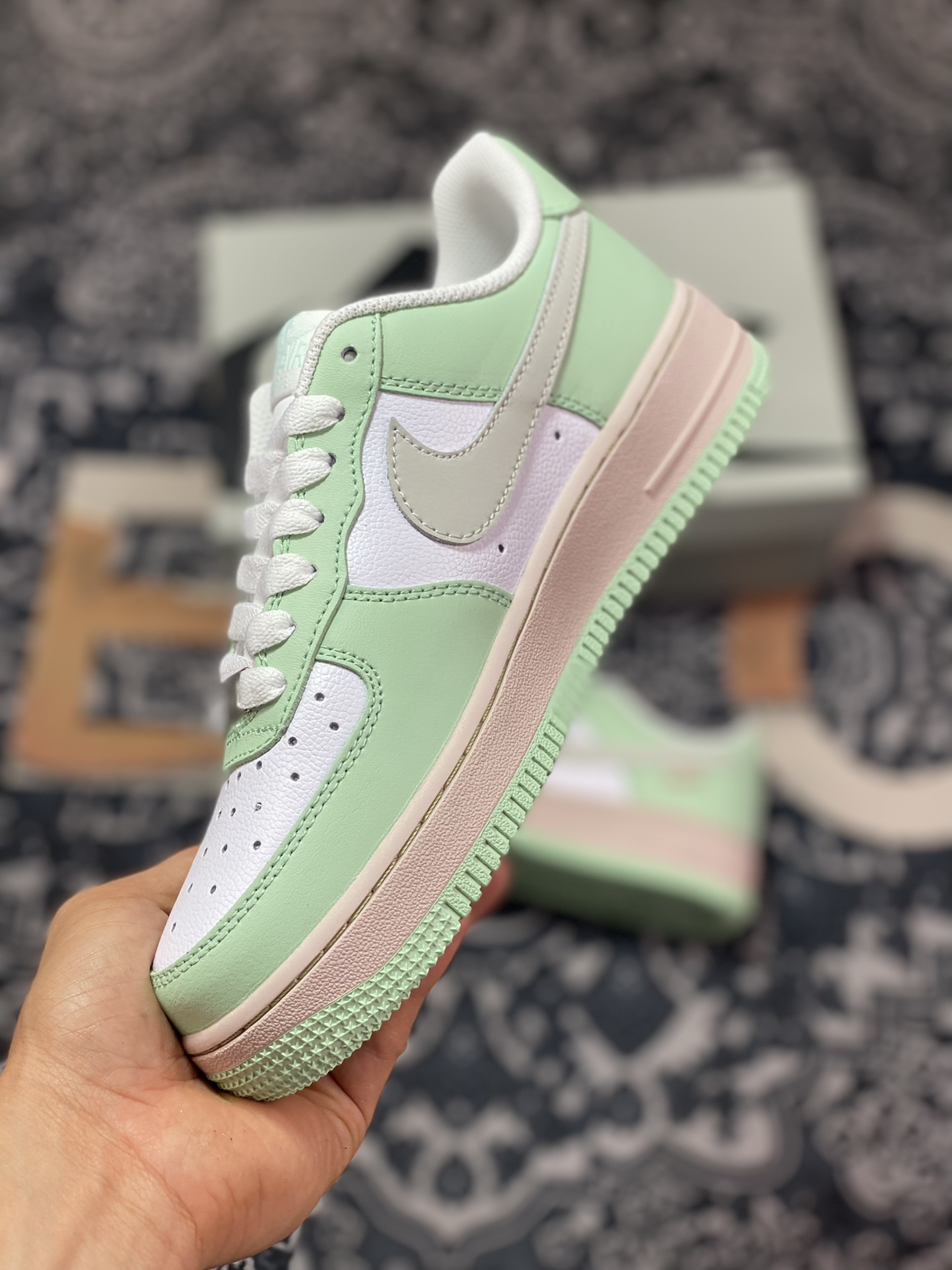 240 Nike Air Force 1 '07 Low QS"Matcha Green/White/Mini Swoosh"空军一号板鞋“拼接抹茶绿白小钩”DB3301-099