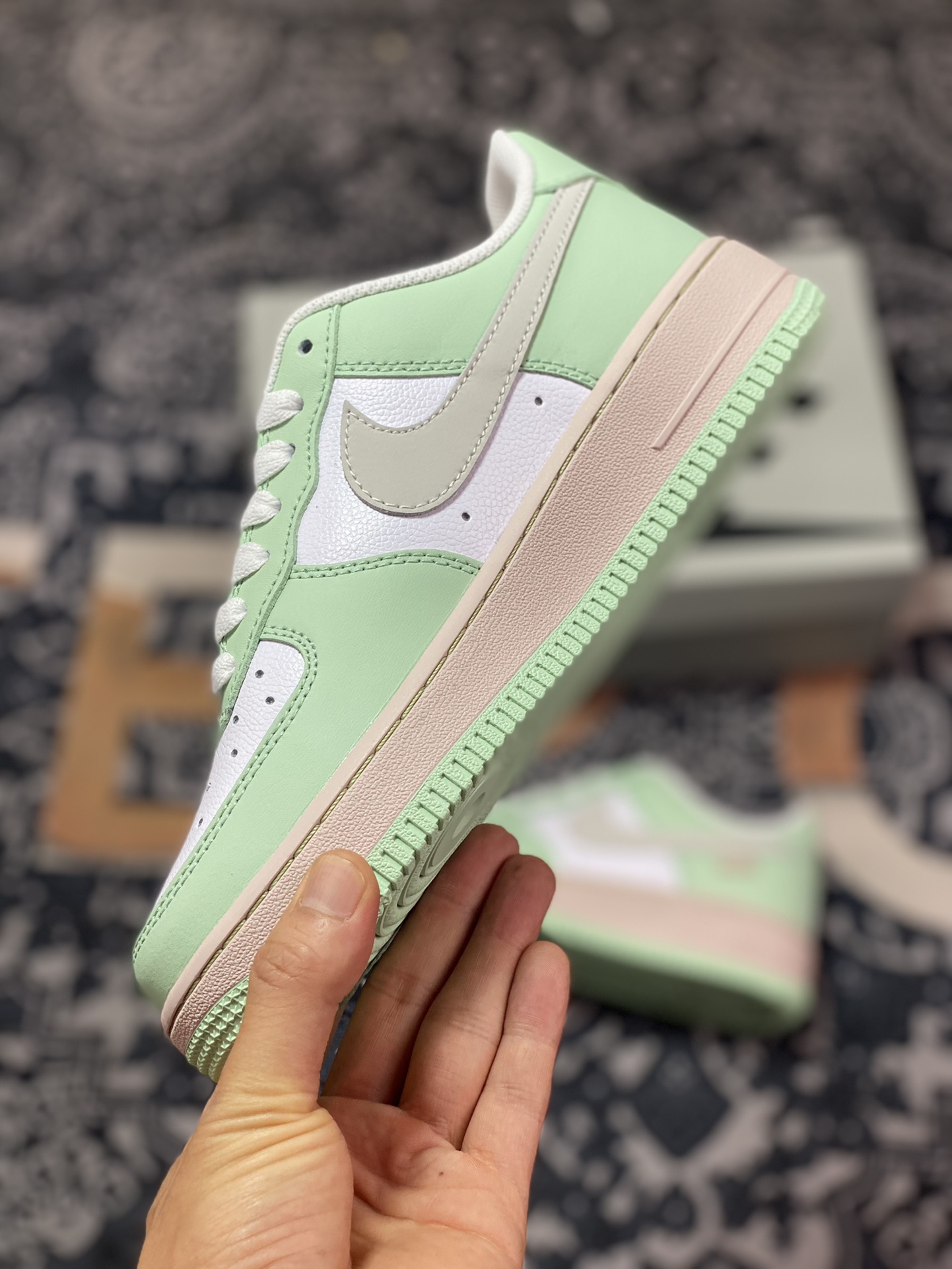 240 Nike Air Force 1 '07 Low QS"Matcha Green/White/Mini Swoosh"空军一号板鞋“拼接抹茶绿白小钩”DB3301-099