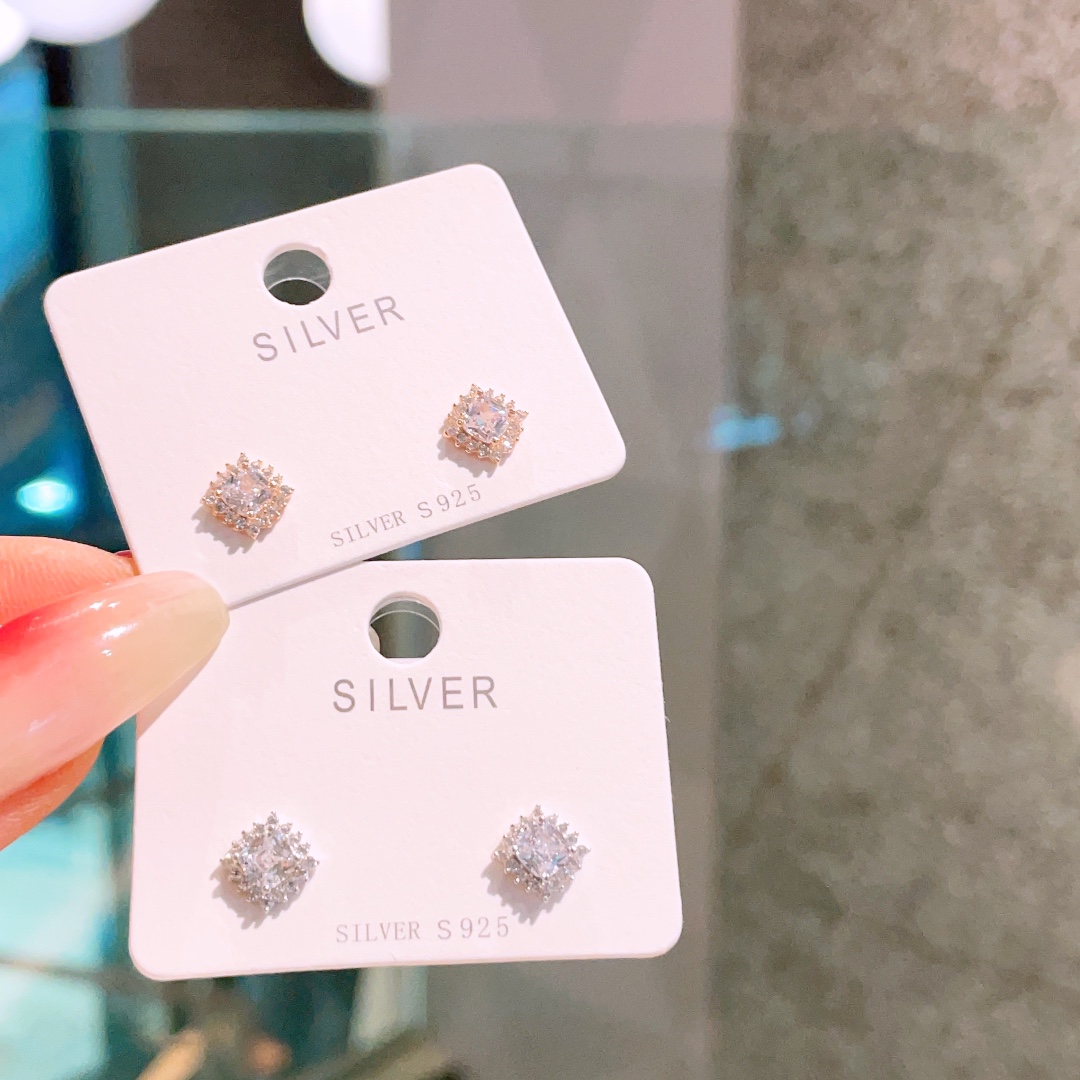 Solid Silver Earrings Korean Style Mother's Day Gold