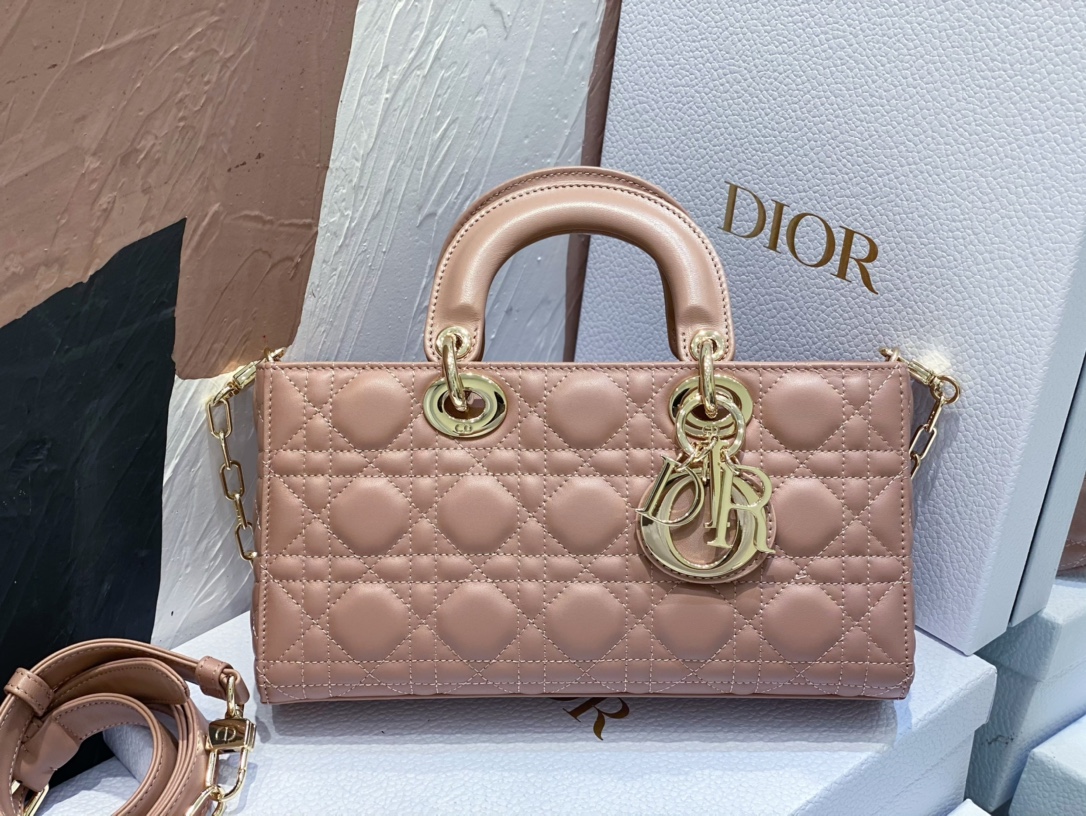 Dior Torby Torebki Złoto Różowy Skóra owcza Lady Łańcuchy