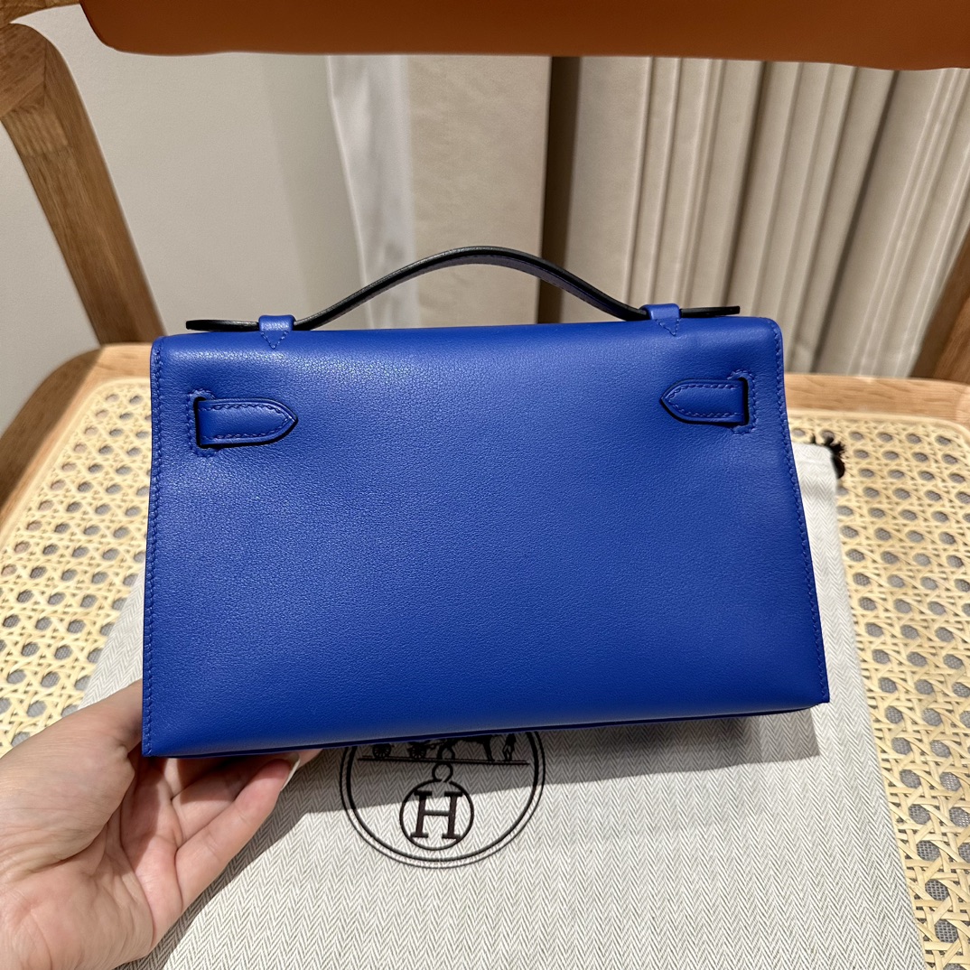 Hermès mini kelly 1, 7T/Blue electric, swift, gold, 22cm, all handmade!!