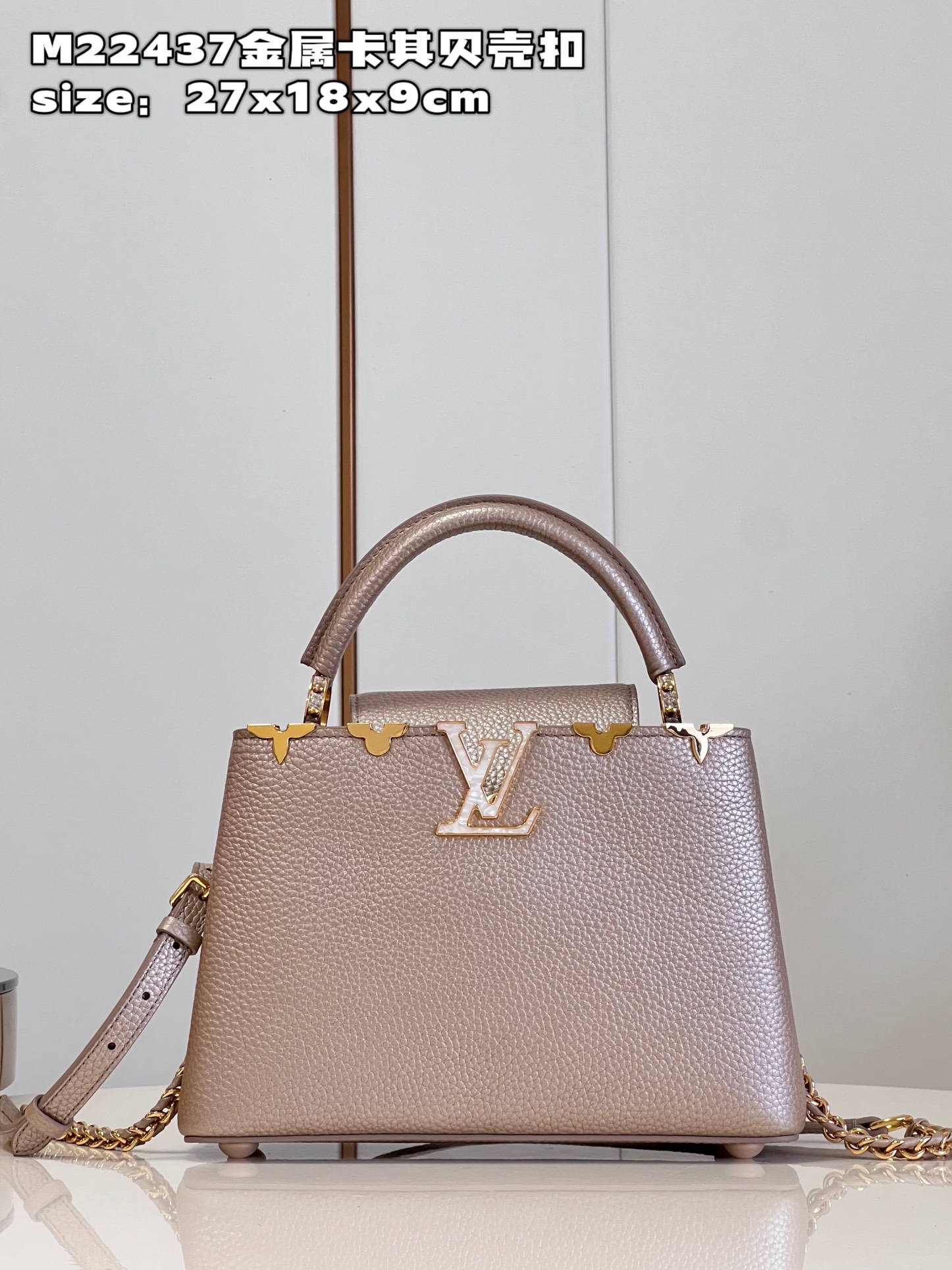 Louis Vuitton LV Capucines Bags Handbags Gold Khaki Taurillon Fashion Mini M22437