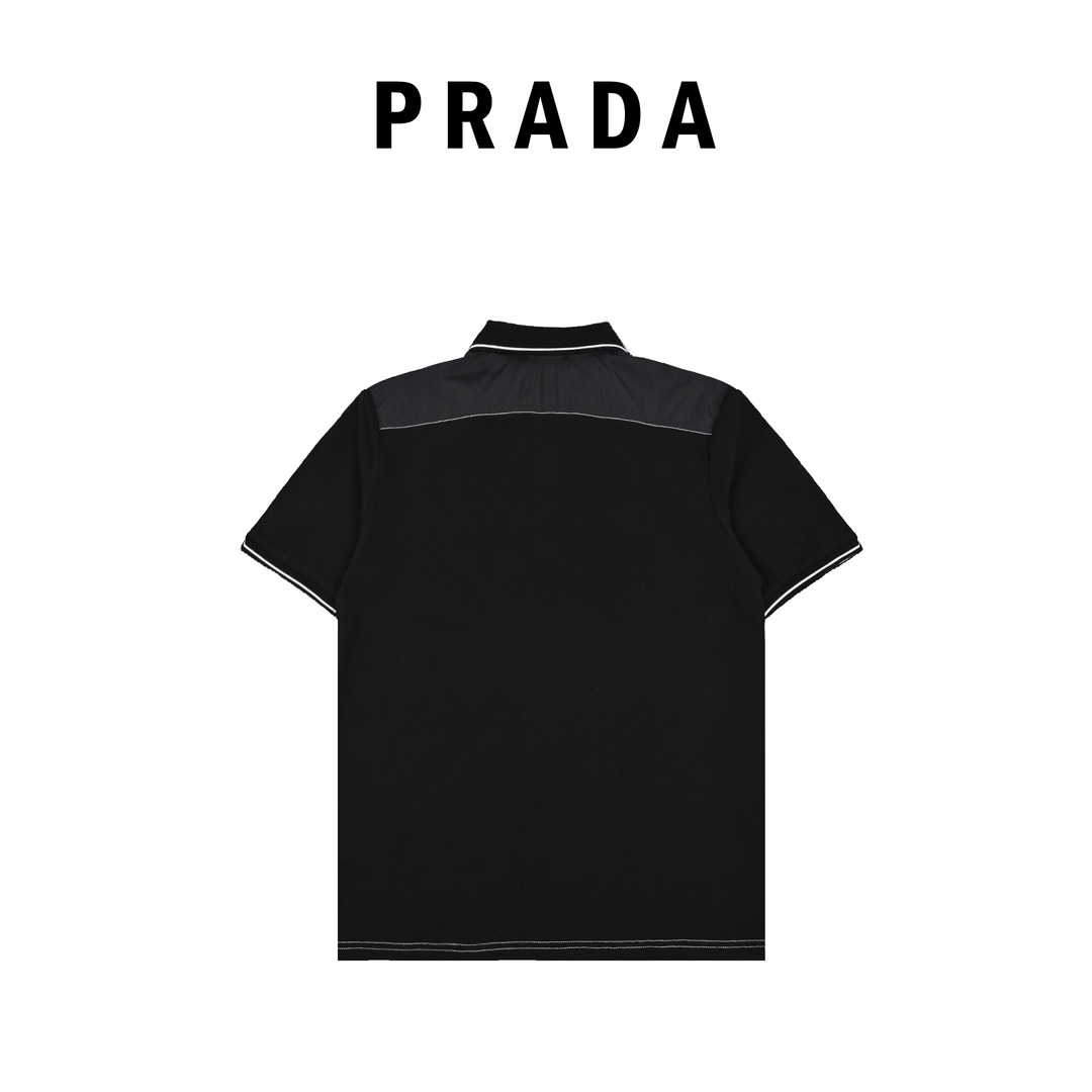 180 Prada /普拉达 23ss 胸前口袋三角标短袖Polo衫