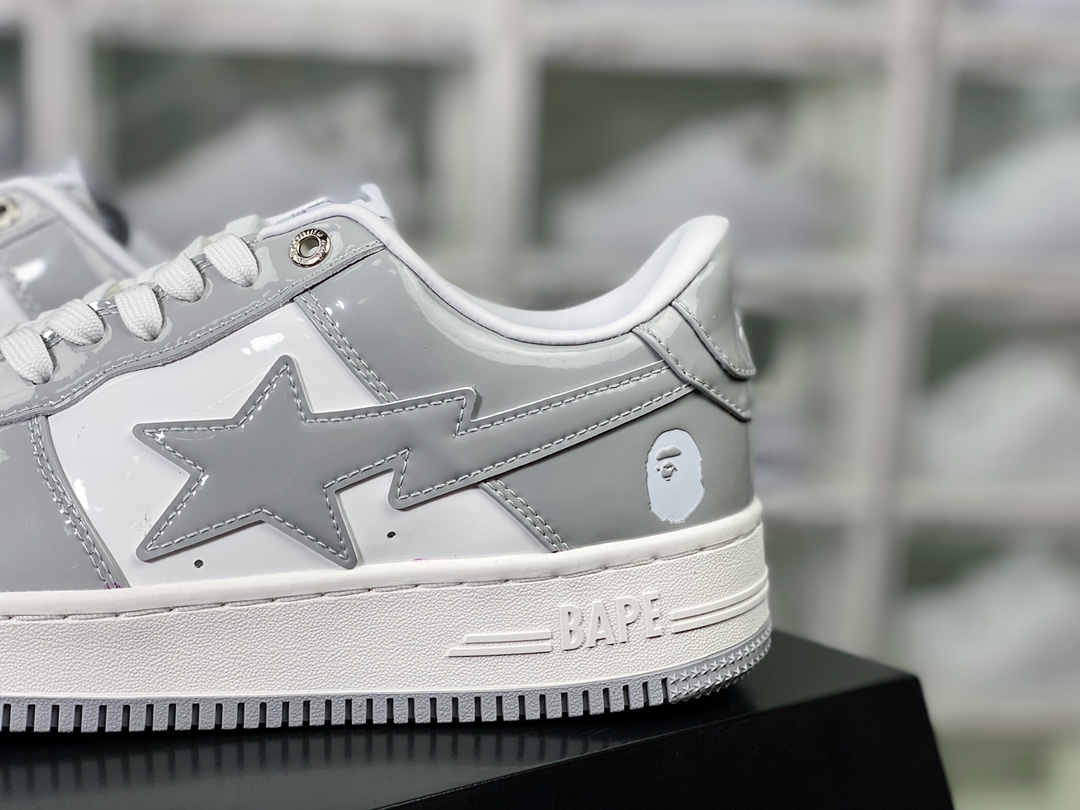 Bathing 【Ape BAPE】 Sta Low Star Series Low-top Classic Sneakers ”Patent Leather Gray” 1I70-191-022